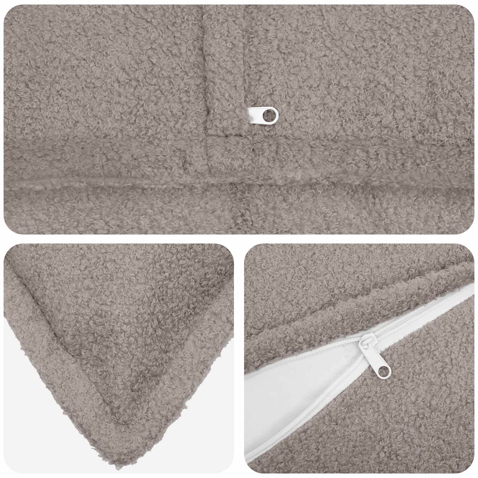 Párna huzat 12 pcs houten világosszürke 40 x 80 cm bouclé
