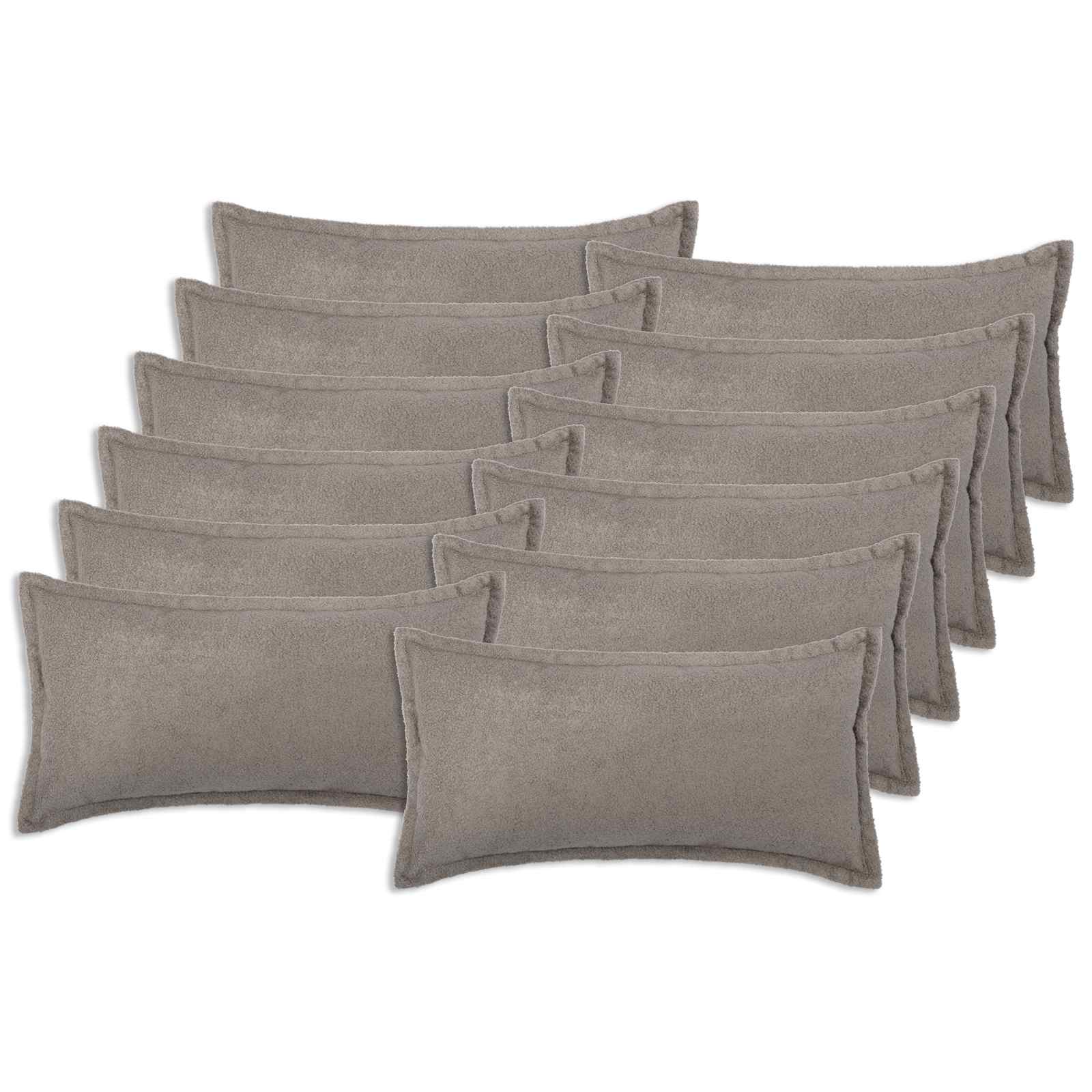 Párna huzat 12 pcs houten világosszürke 40 x 80 cm bouclé