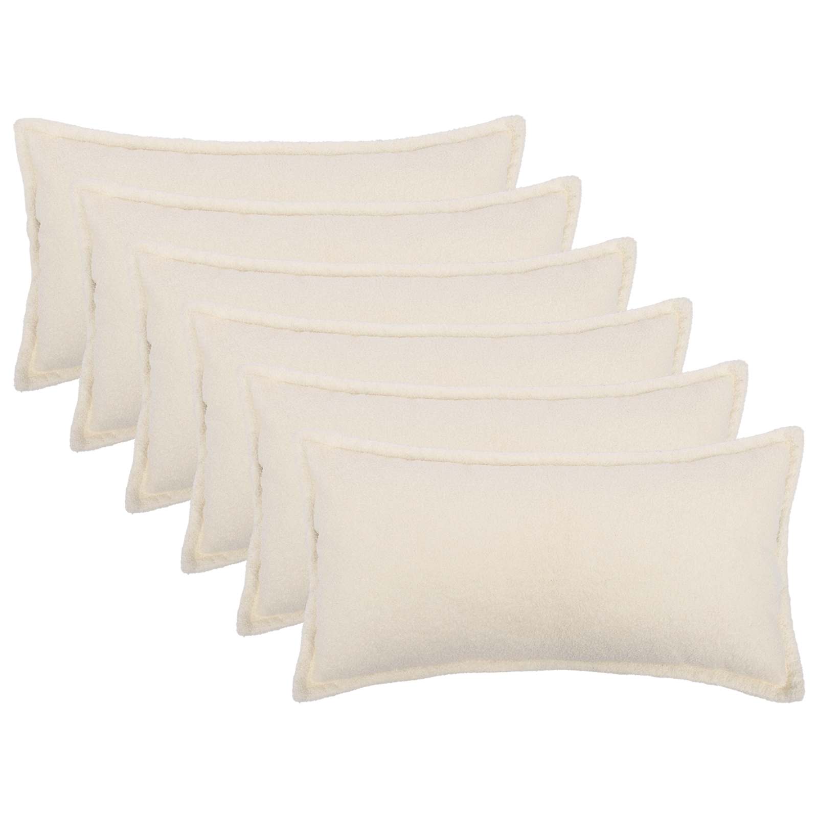 Párna huzat 6 pcs houten krémszínű 40 x 80 cm bouclé