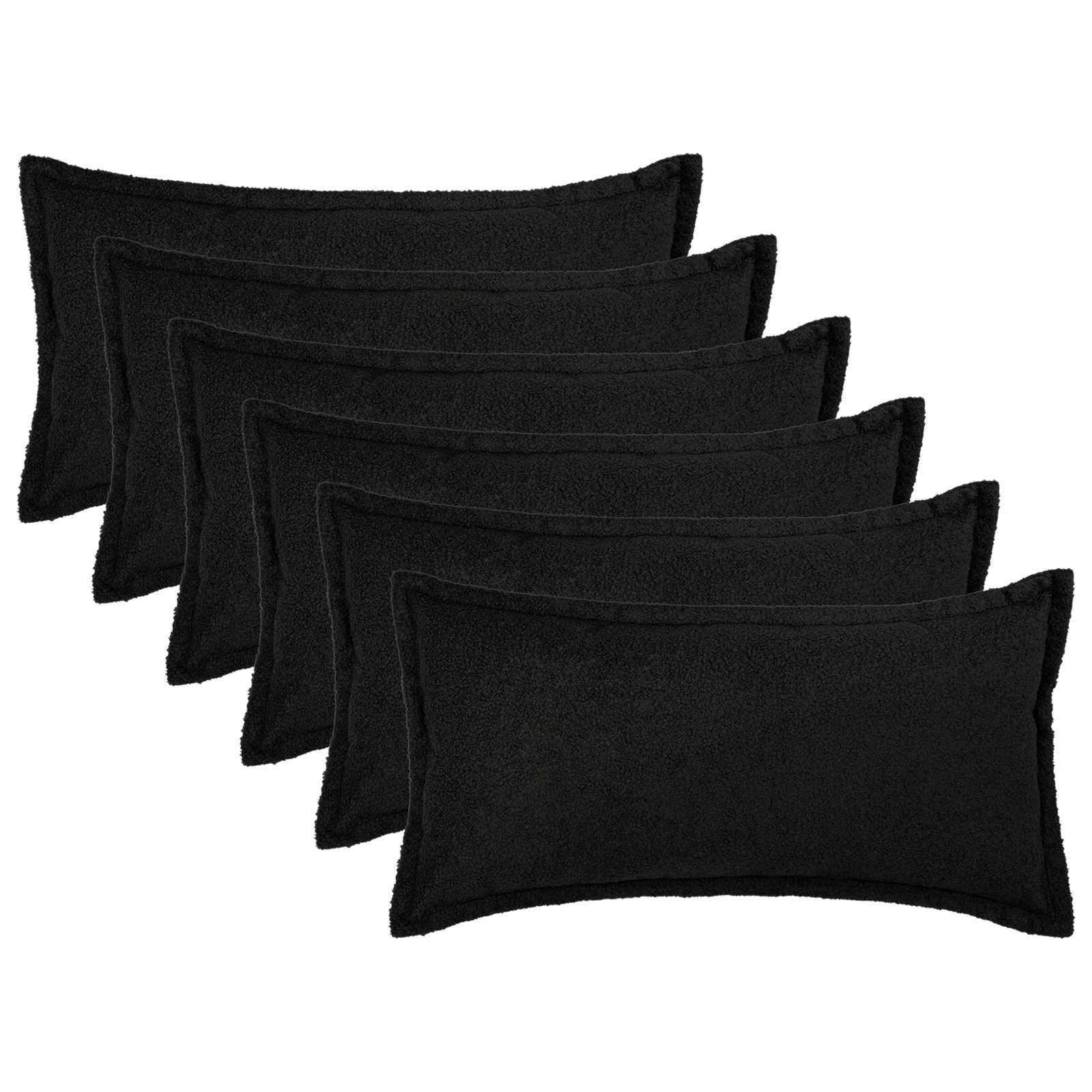 Párna huzat 6 pcs houten fekete 40 x 80 cm bouclé