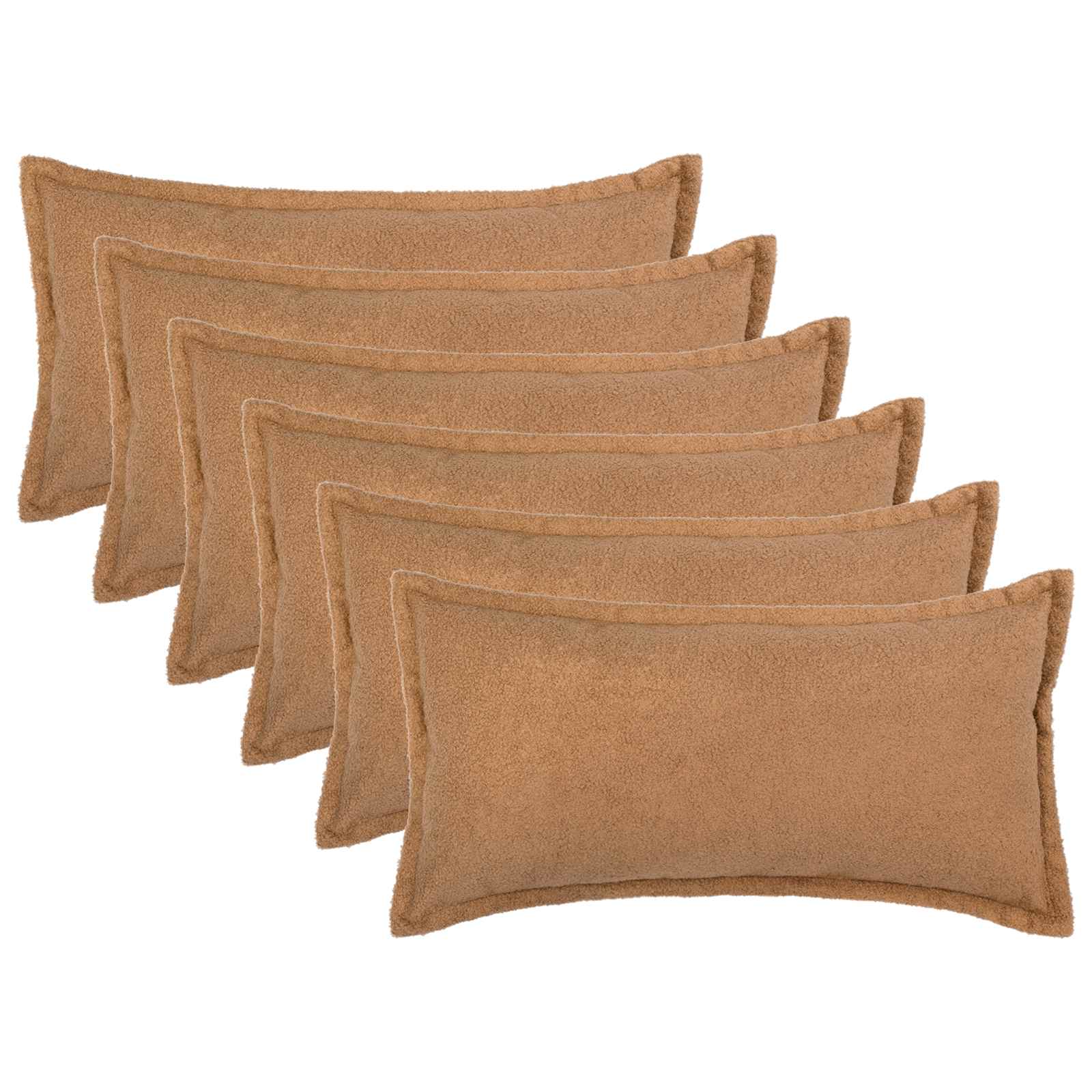 Párna huzat 6 pcs houten bézs 40 x 80 cm bouclé