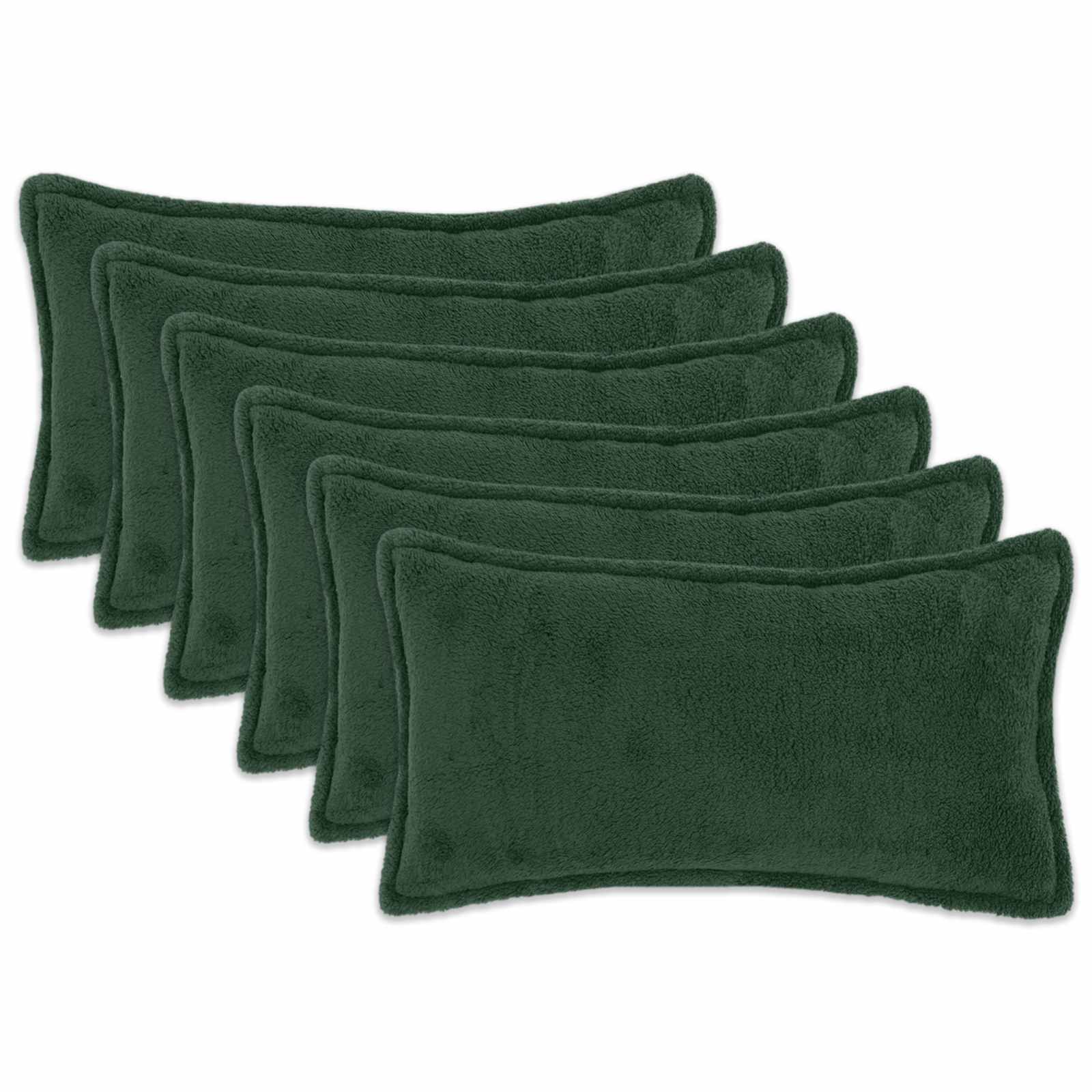 Párna huzat 6 pcs houten sötétzöld 40 x 80 cm bouclé