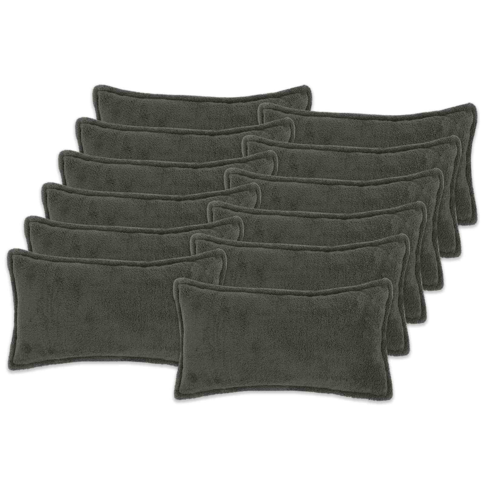 Párna huzat 12 db houten sötétszürke 40 x 80 cm bouclé
