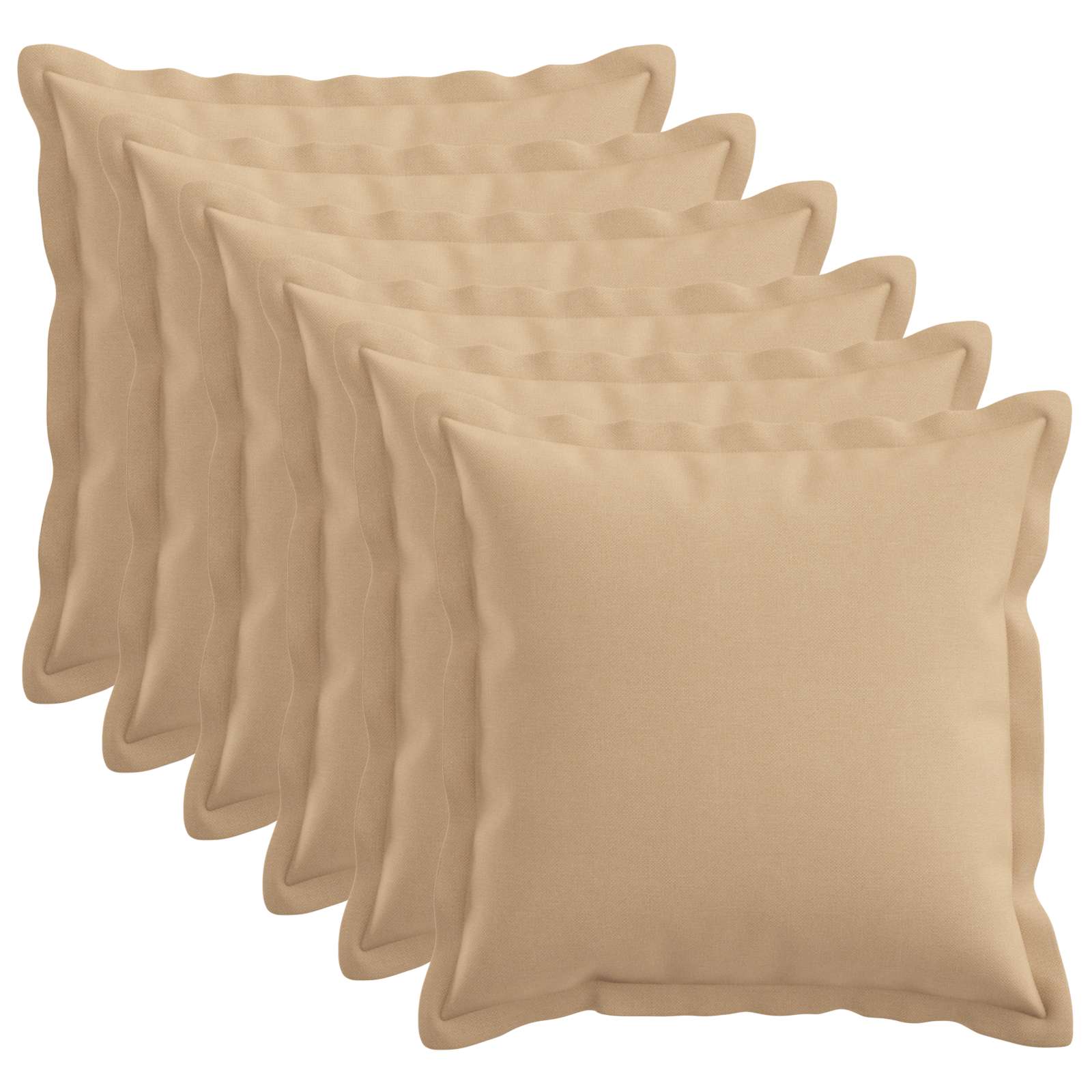 Párna huzat 6 pcs houten krémszínű 45 x 45 cm műlenszövet