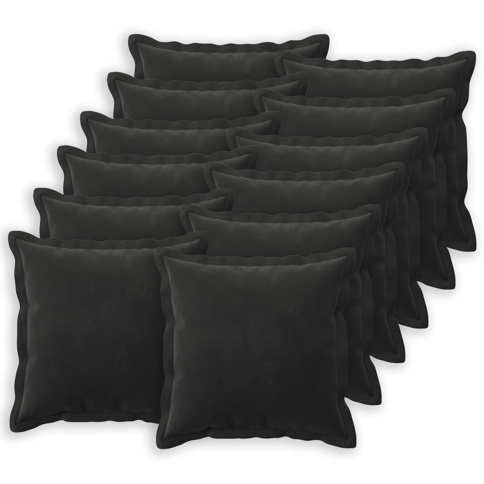 Párna huzat 12 pcs houten fekete 45 x 45 cm bársony