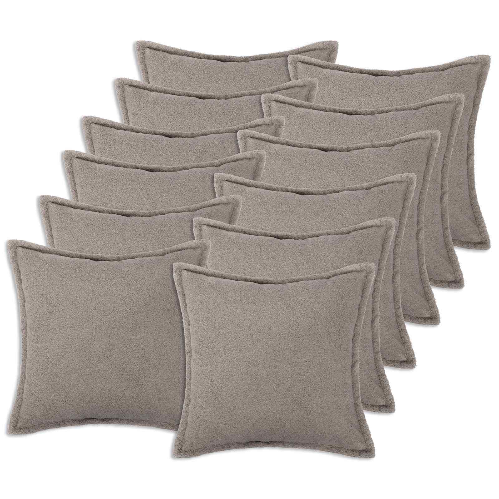Párna huzat 12 pcs houten világosszürke 45 x 45 cm bouclé