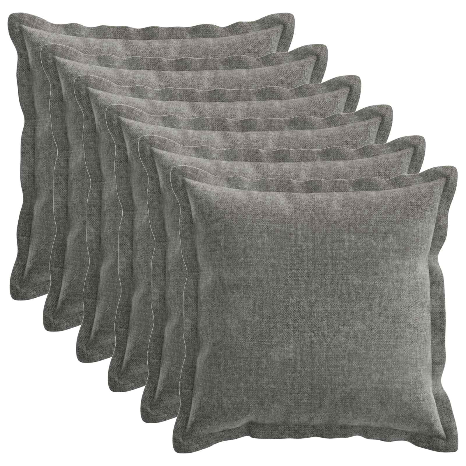 Párna huzat 6 db houten sötétszürke 45 x 45 cm chenille szövet