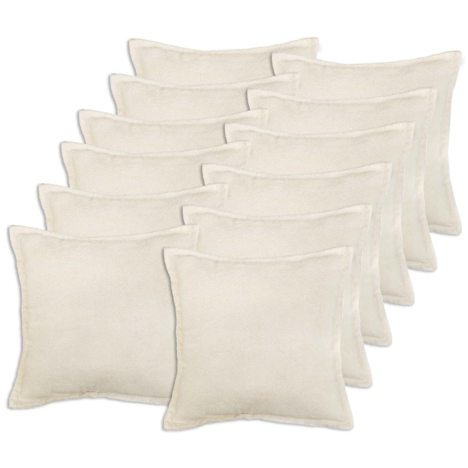 Párna huzat 12 pcs houten krémszínű 50 x 50 cm bouclé