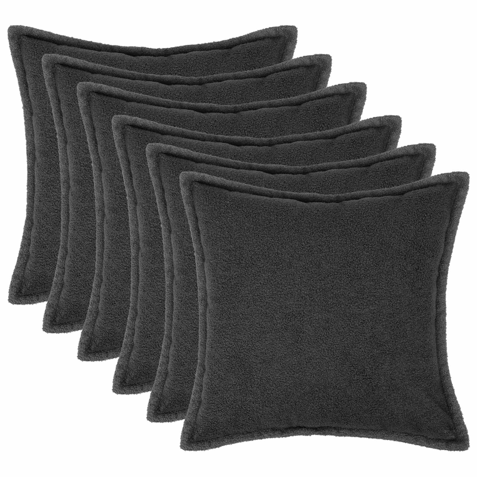 Párna huzat 6 pcs houten sötétszürke 50 x 50 cm bouclé