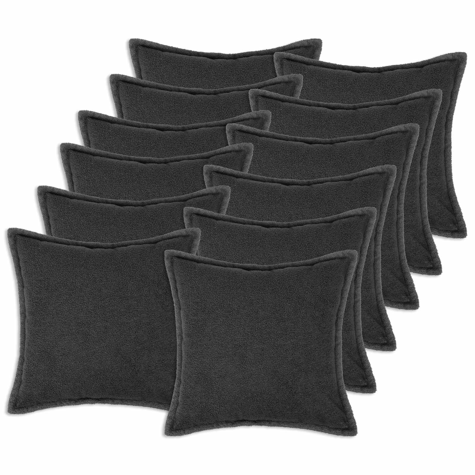 Párna huzat 12 pcs houten sötétszürke 50 x 50 cm bouclé
