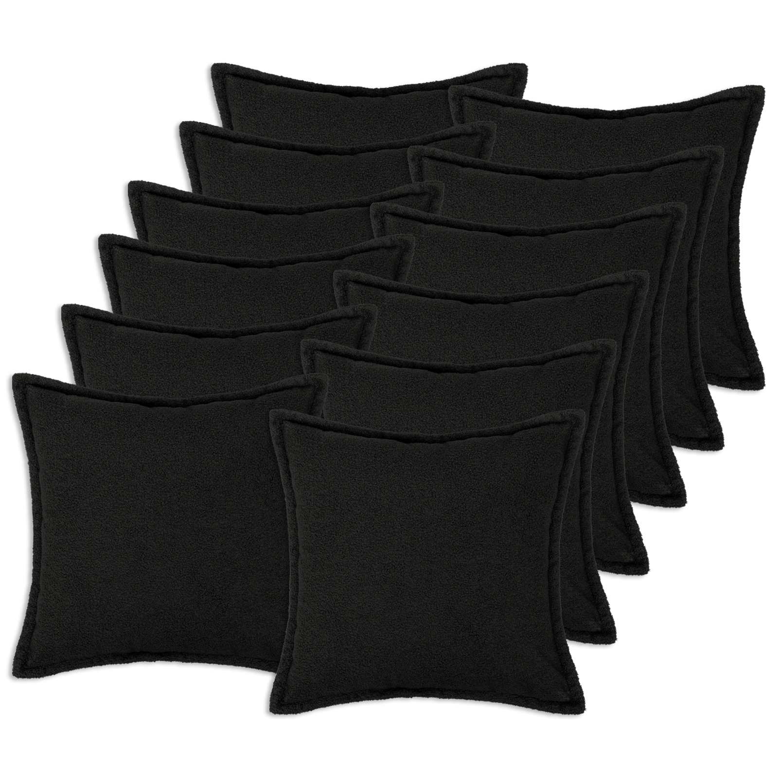 Párna huzat 12 pcs houten fekete 50 x 50 cm bouclé