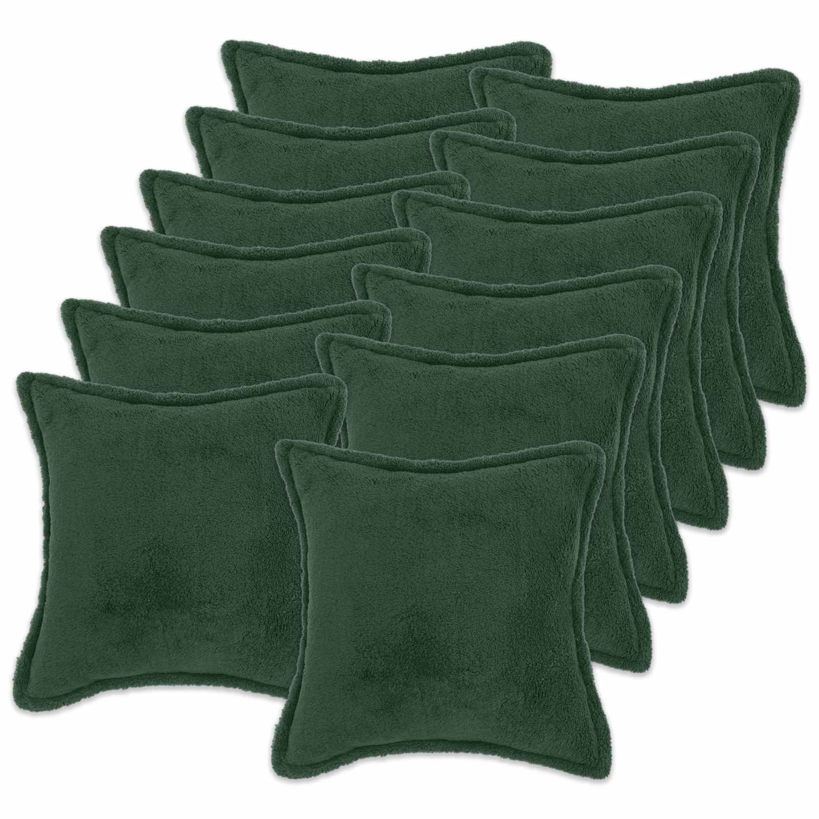 Párna huzat 12 pcs houten sötétzöld 50 x 50 cm bouclé