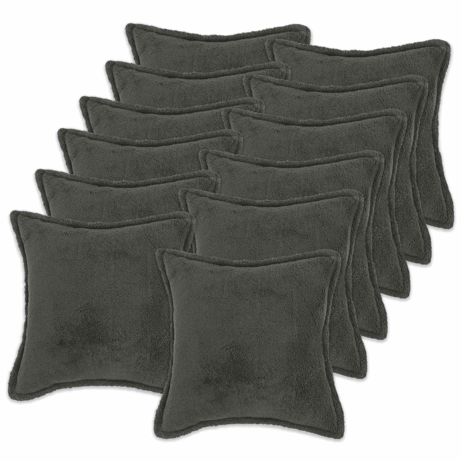 Párna huzat 12 pcs houten sötétszürke 50 x 50 cm bouclé