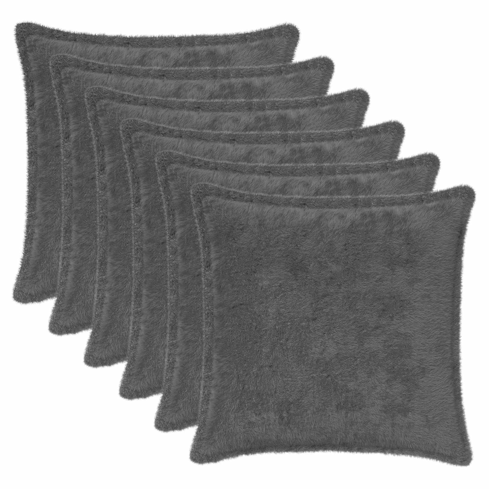 Párna huzat 6 db houten sötétszürke 50 x 50 cm műnyúl szőr