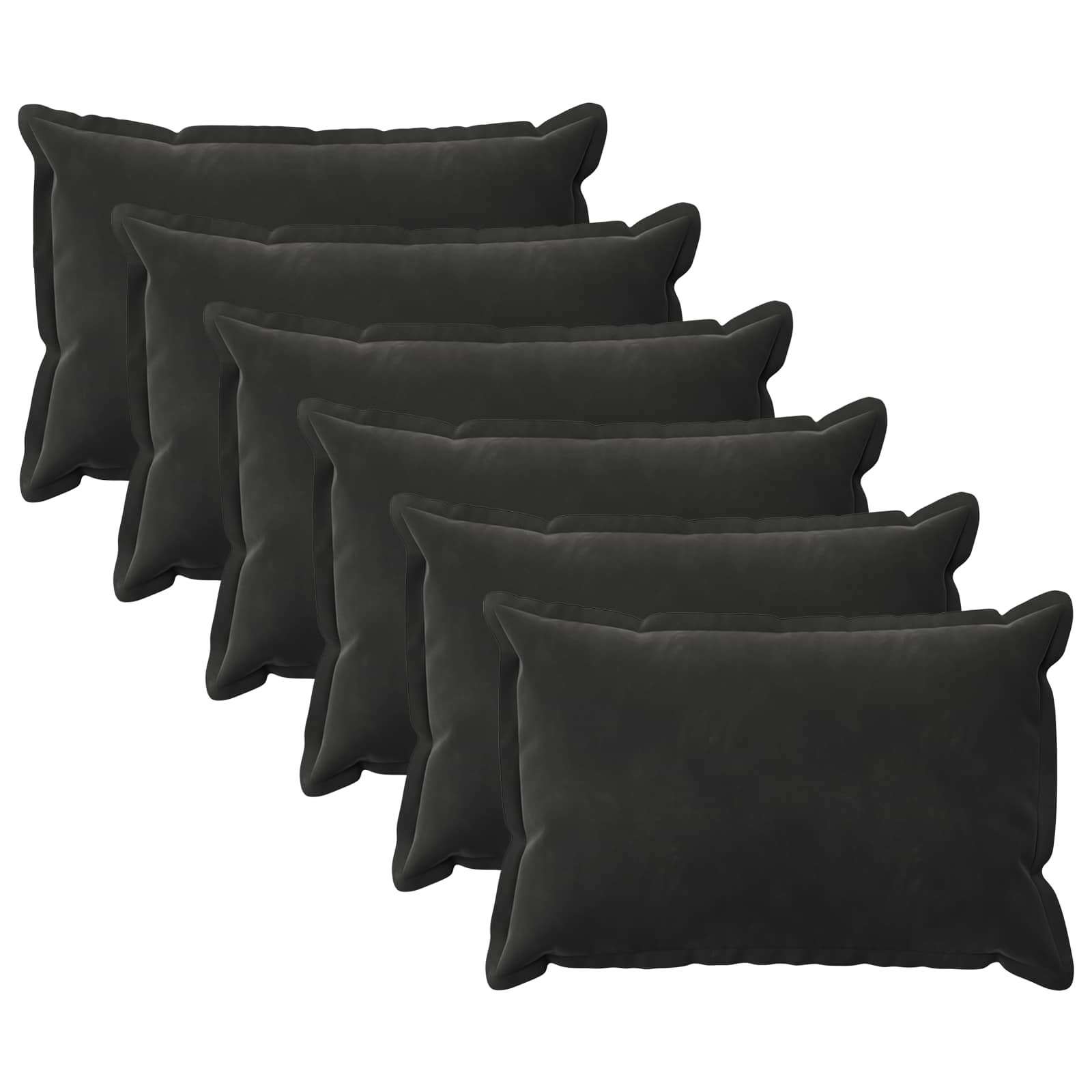 Párna huzat 6 pcs houten fekete 50 x 70 cm bársony