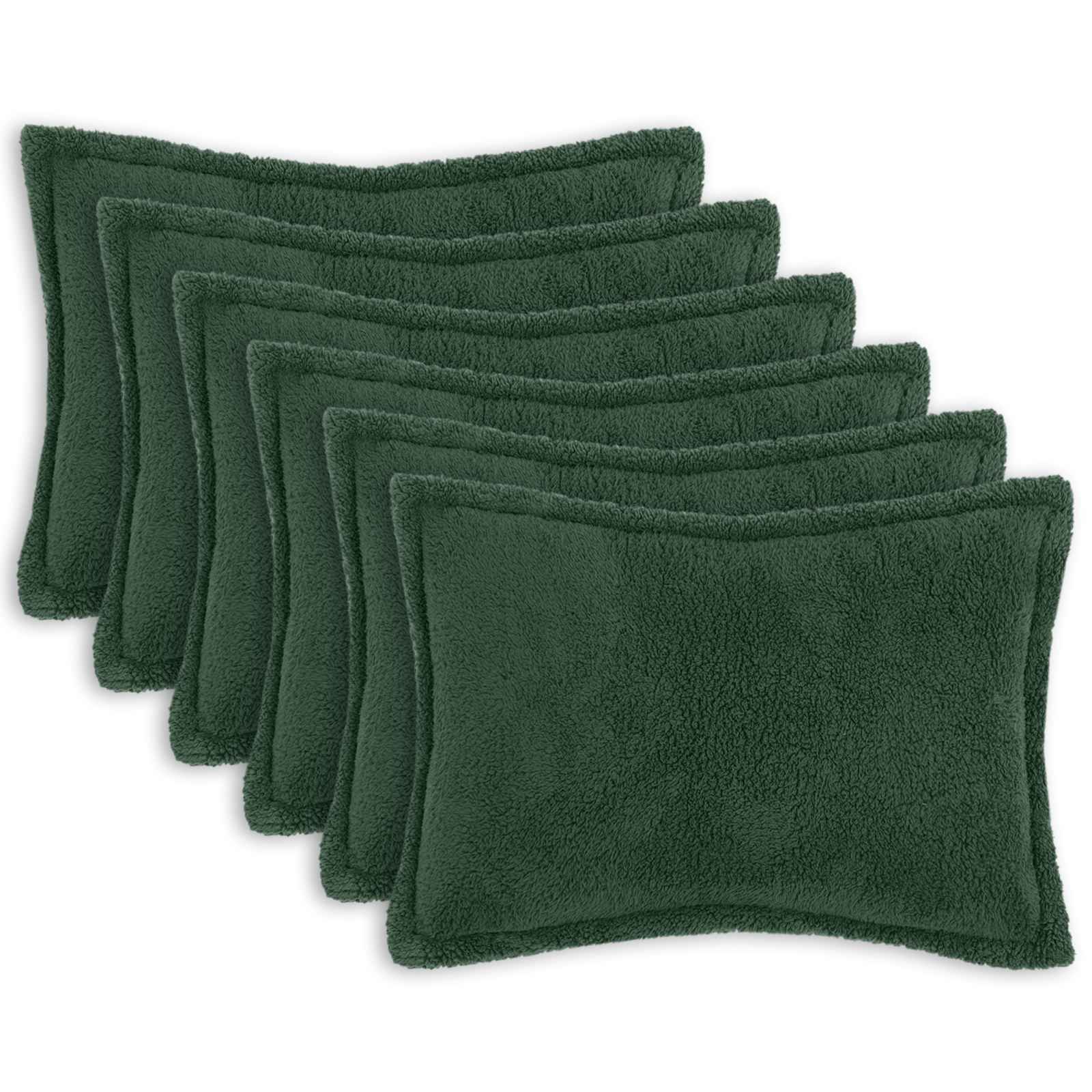 Párna huzat 6 pcs houten sötétzöld 50 x 70 cm bouclé