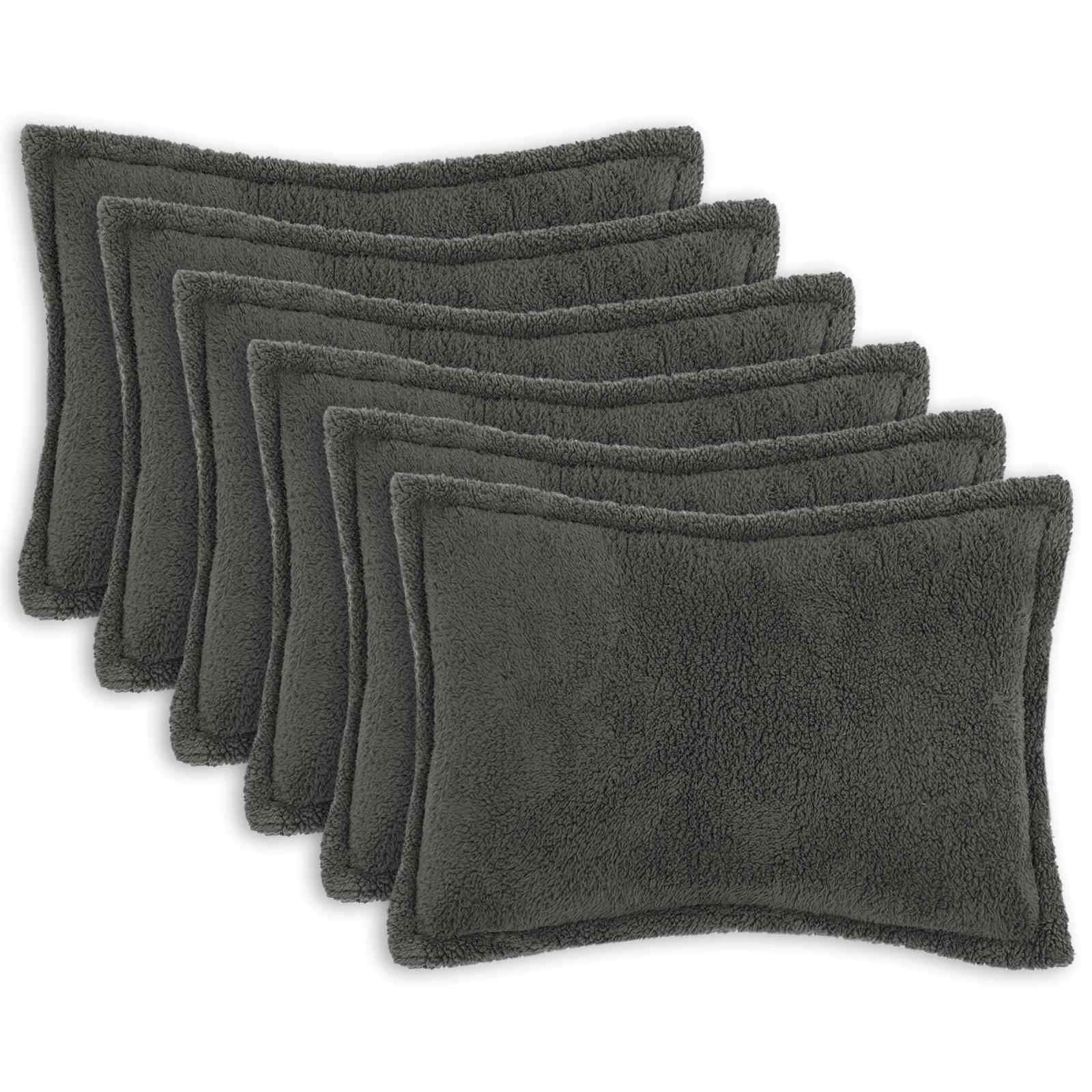 Párna huzat 6 pcs houten sötétszürke 50 x 70 cm bouclé