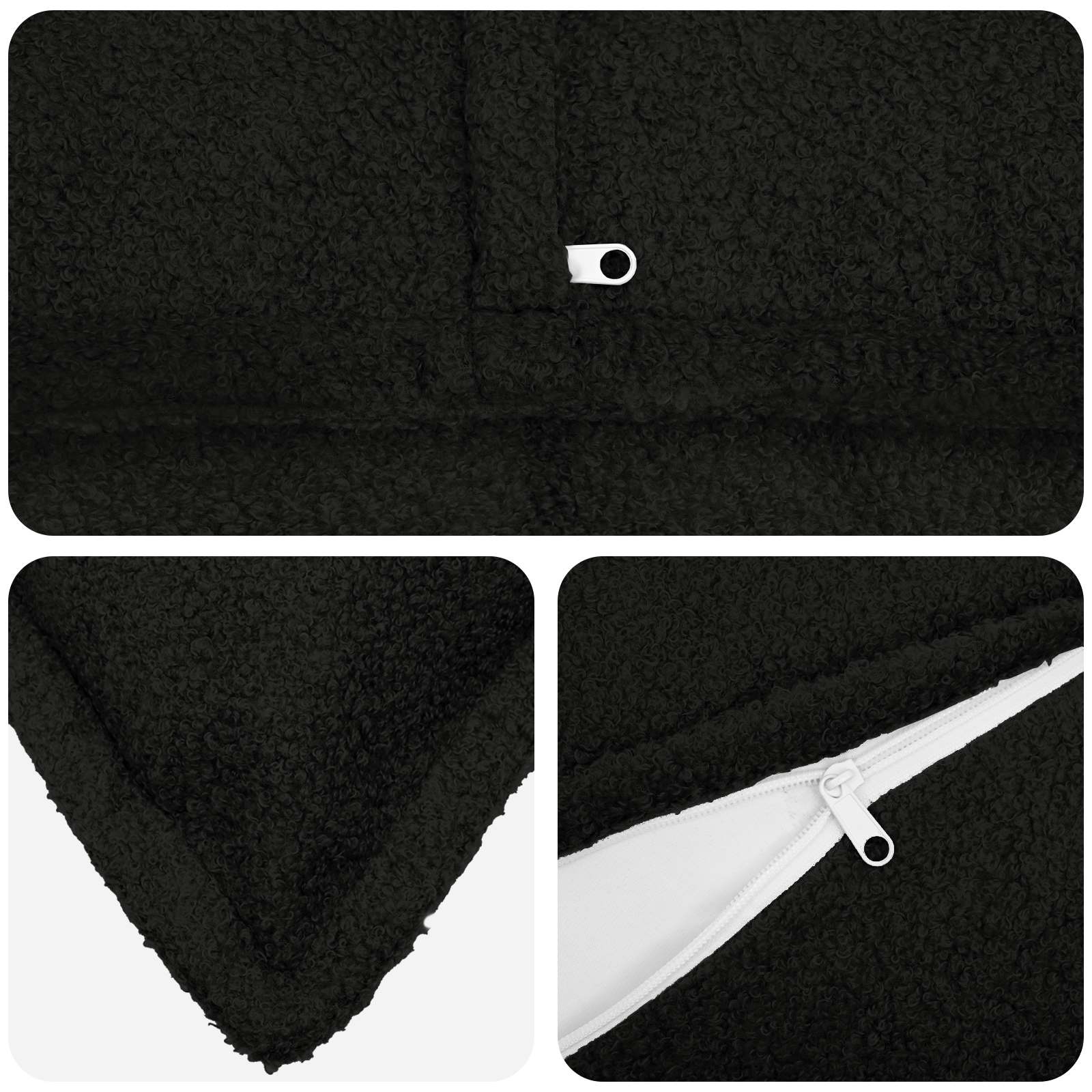 Párna huzat 2 pcs houten fekete 50 x 75 cm bouclé