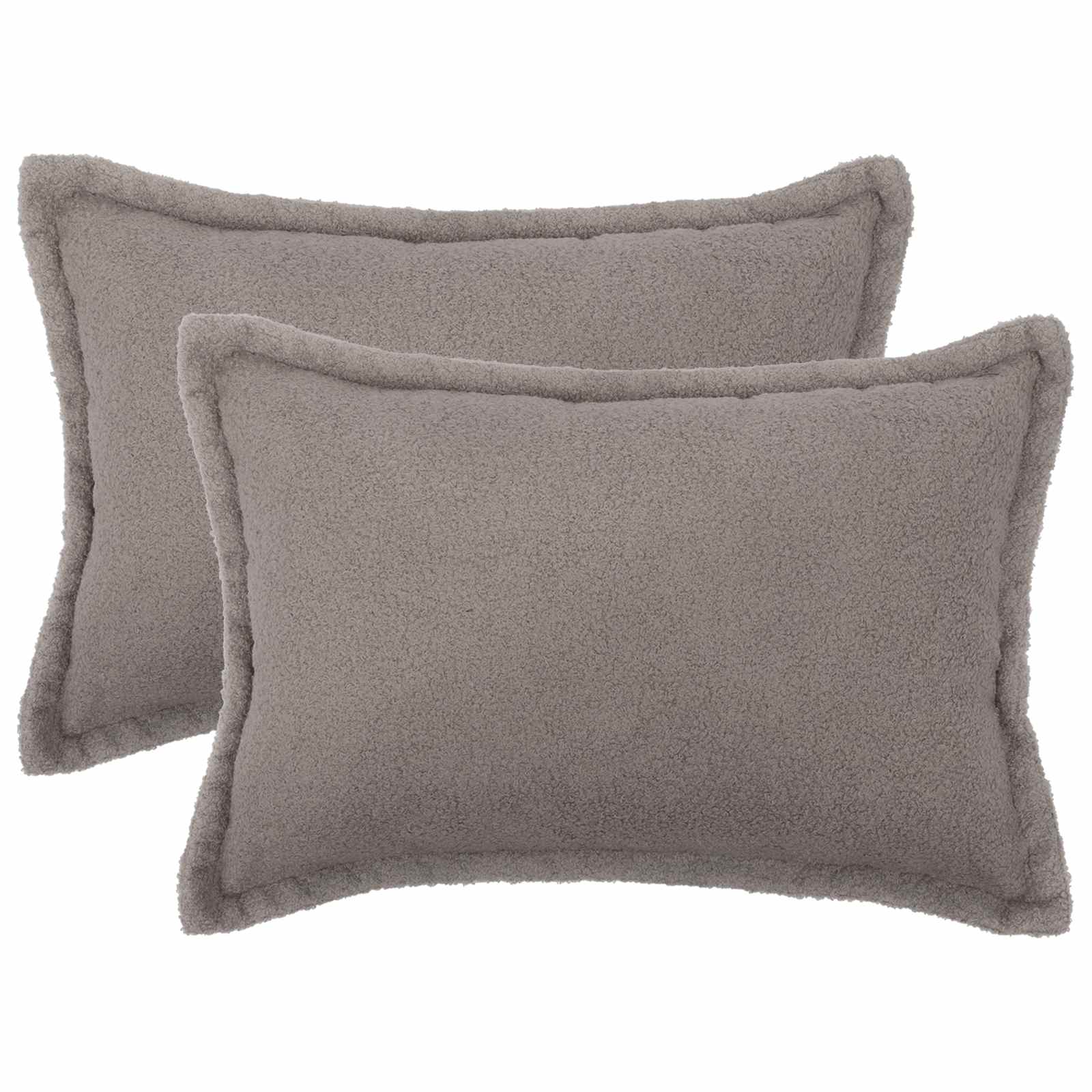 Párna huzat 2 pcs houten világosszürke 50 x 80 cm bouclé