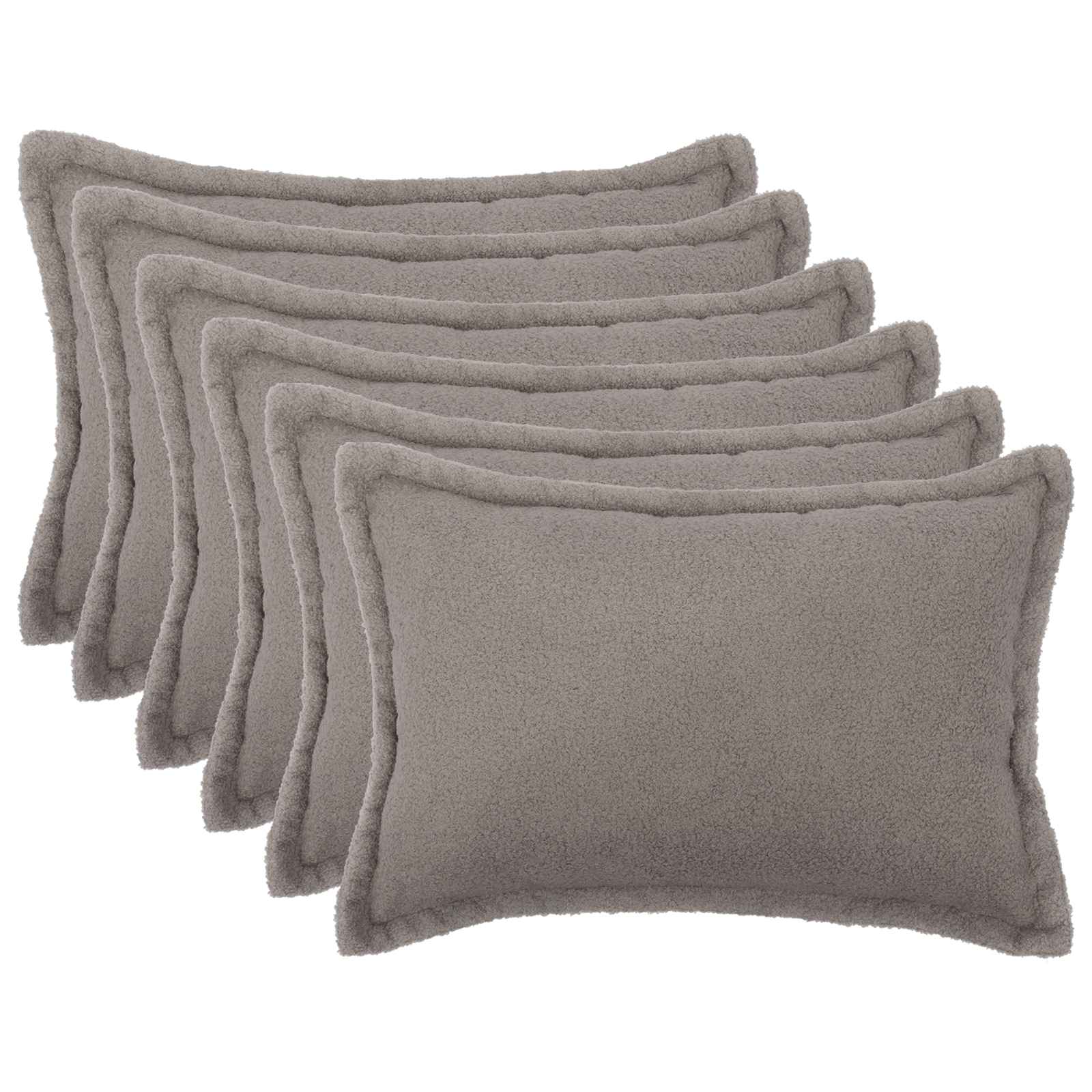 Párna huzat 6 pcs houten világosszürke 50 x 80 cm bouclé