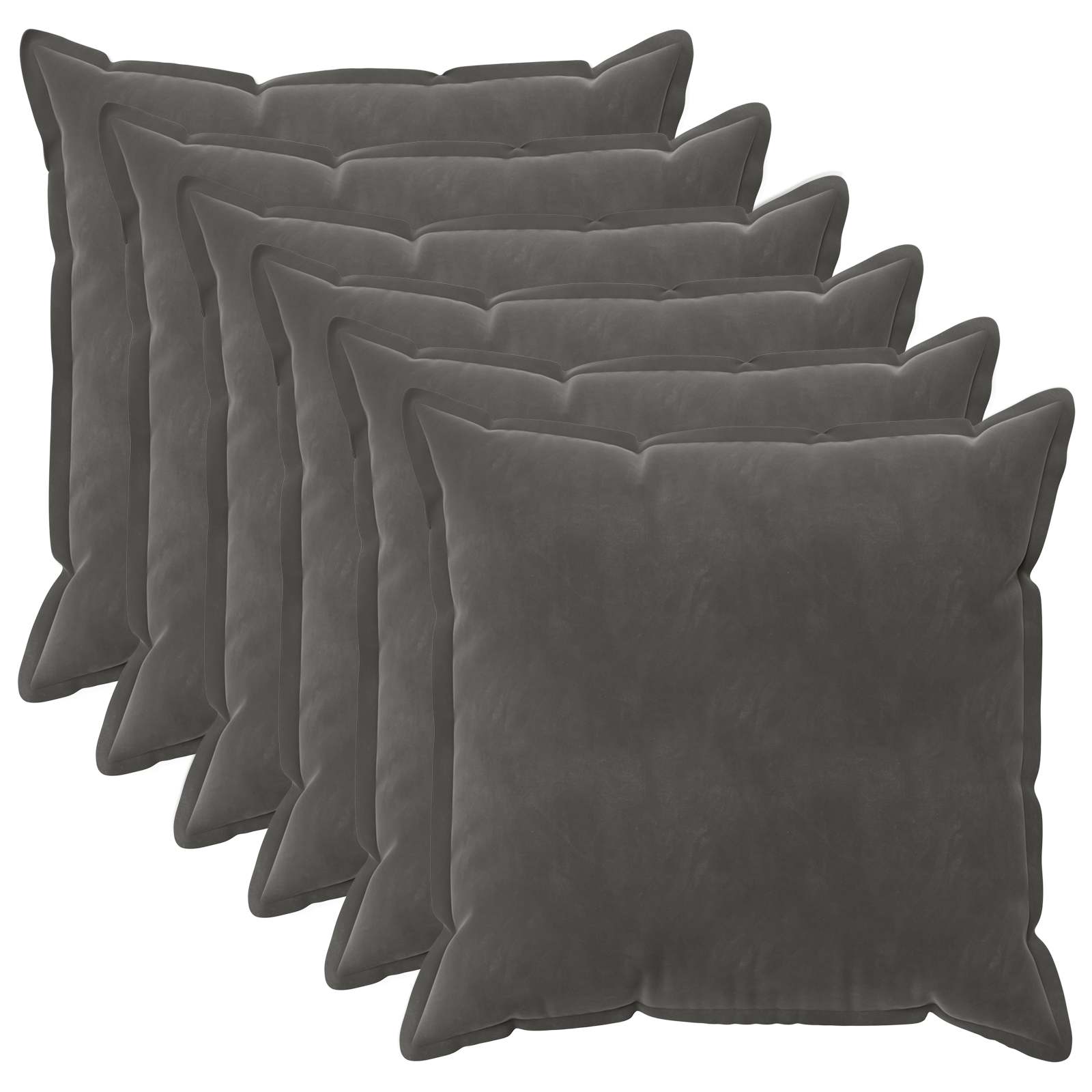 Párna huzat 6 pcs houten sötétszürke 55 x 55 cm bársony