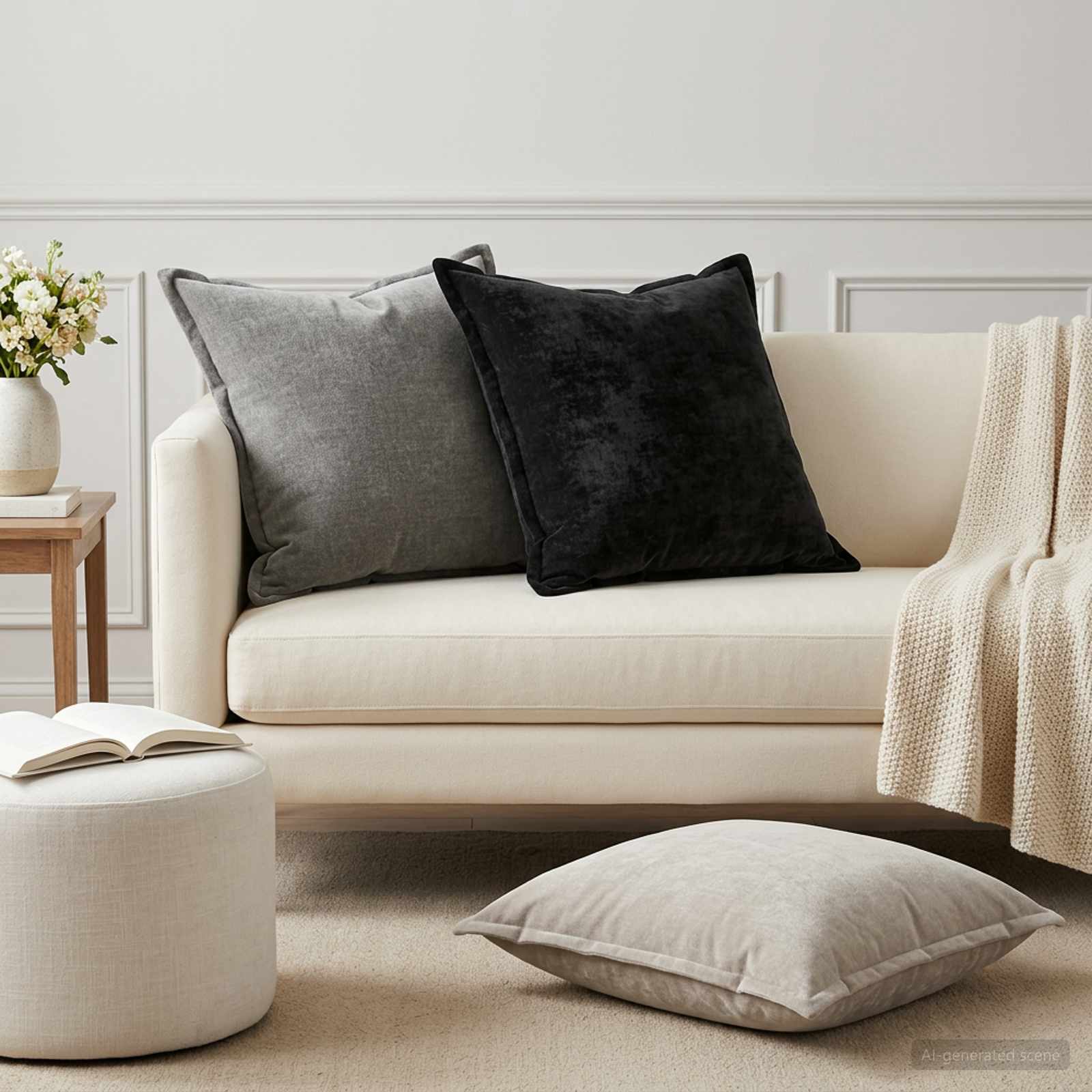 Párna huzat 2 db houten sötétszürke 55 x 55 cm chenille szövet