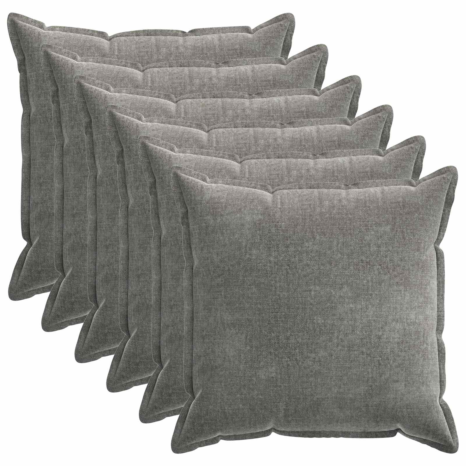 Párna huzat 6 db houten sötétszürke 55 x 55 cm chenille szövet