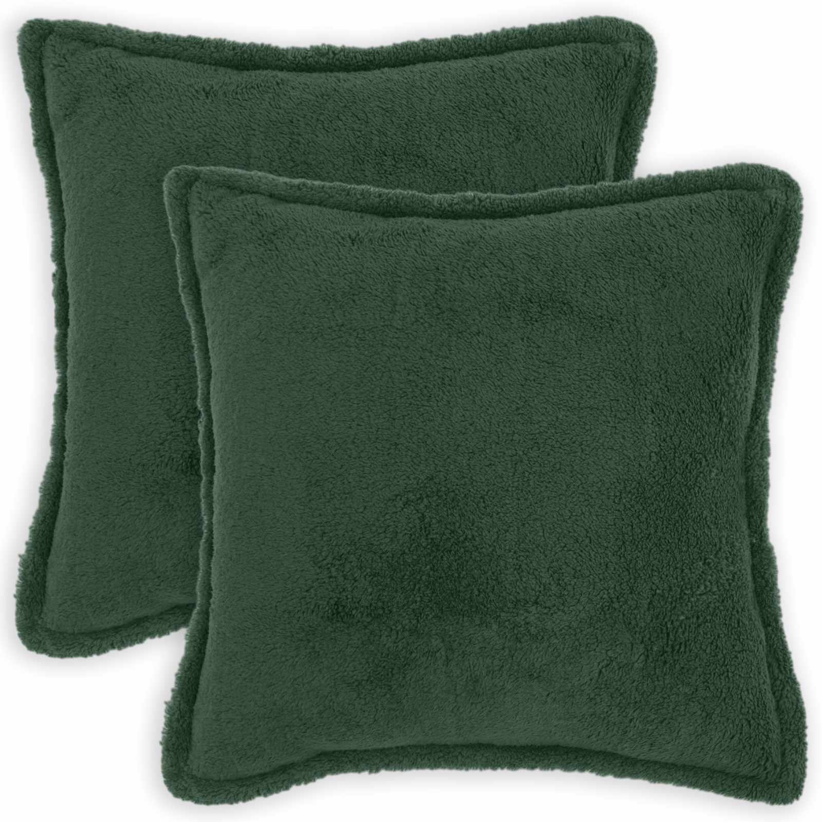 Párna huzat 2 pcs houten sötétzöld 55 x 55 cm bouclé