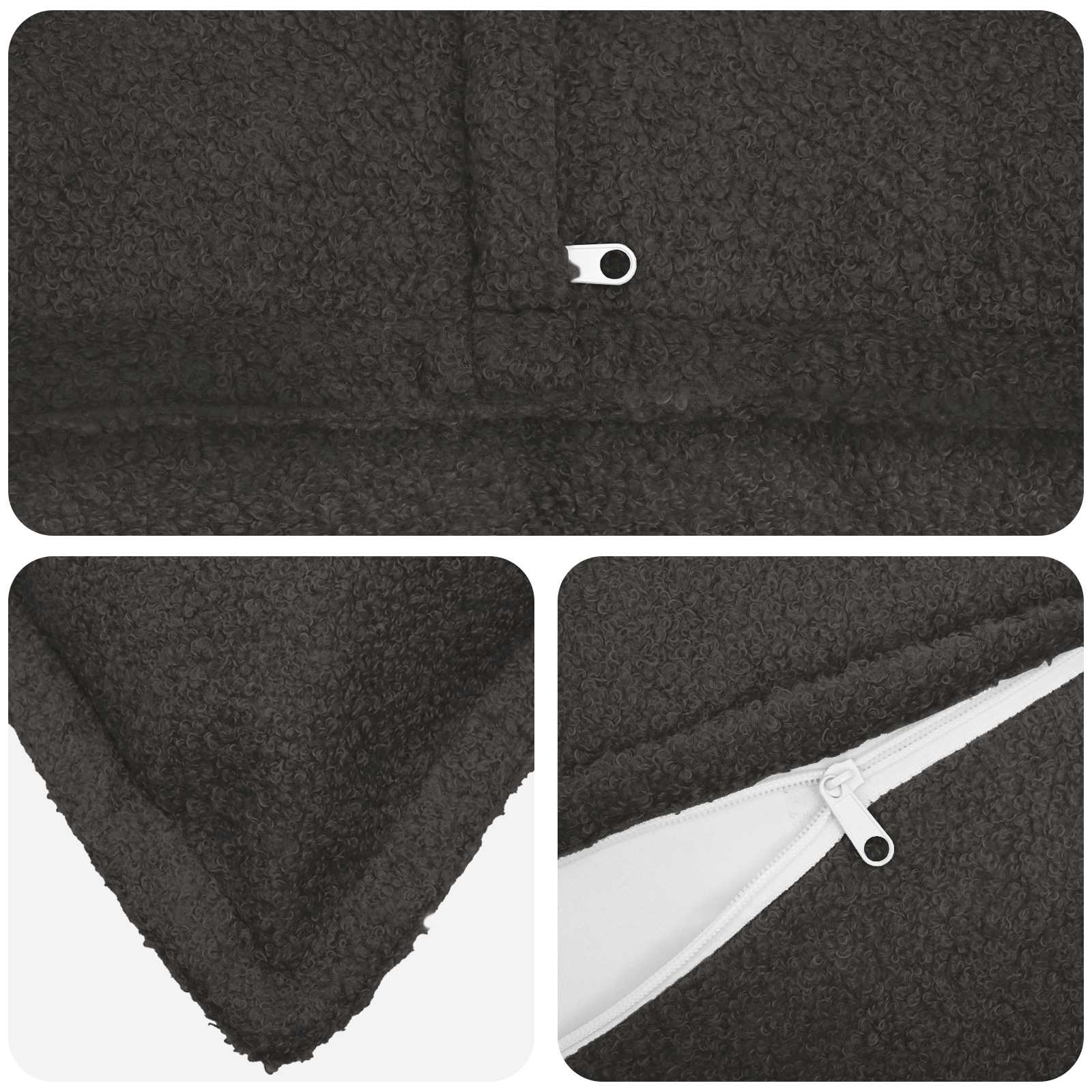 Párna huzat 2 pcs houten sötétszürke 60 x 60 cm bouclé