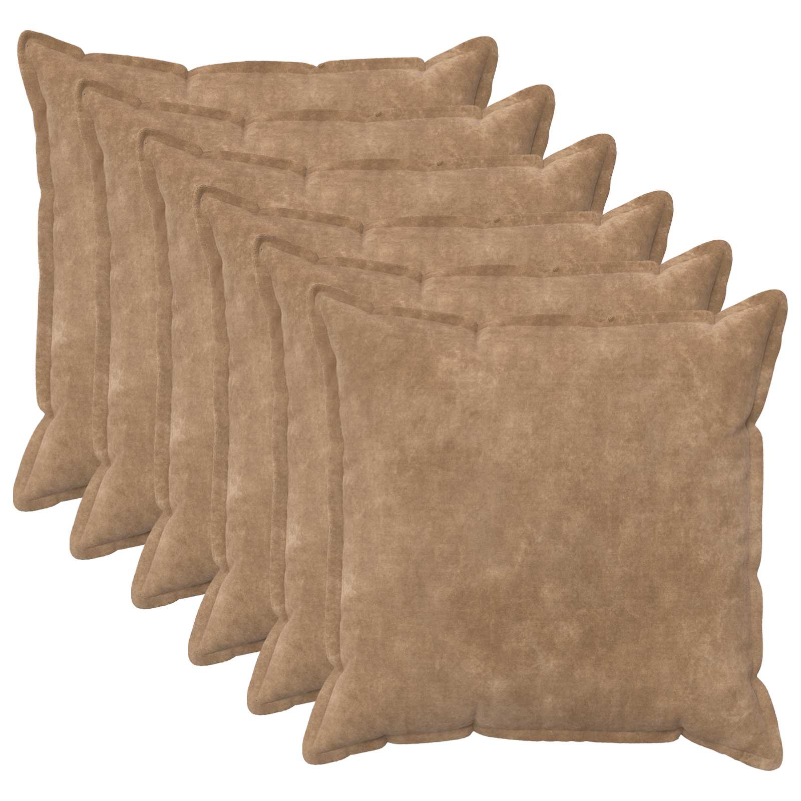 Párna huzat 6 pcs houten tópszínű 60 x 60 cm mikroszálas plüss
