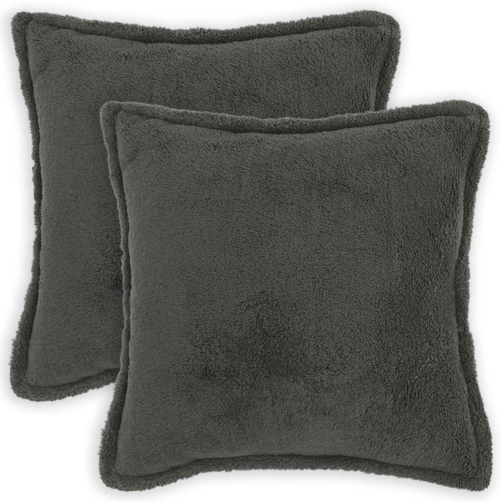 Párna huzat 2 pcs houten sötétszürke 60 x 60 cm bouclé