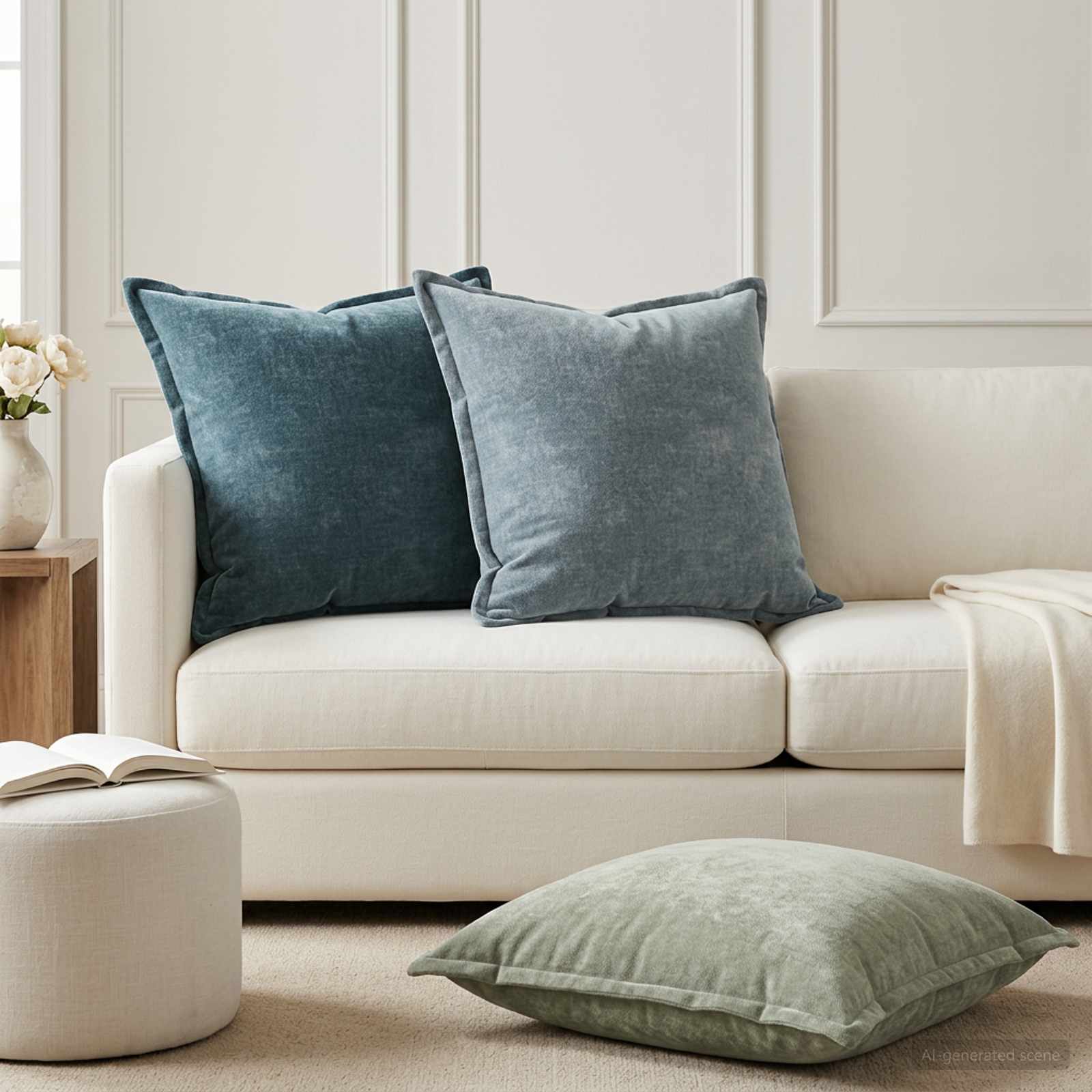 Párna huzat 2 db houten kék 70 x 70 cm chenille szövet