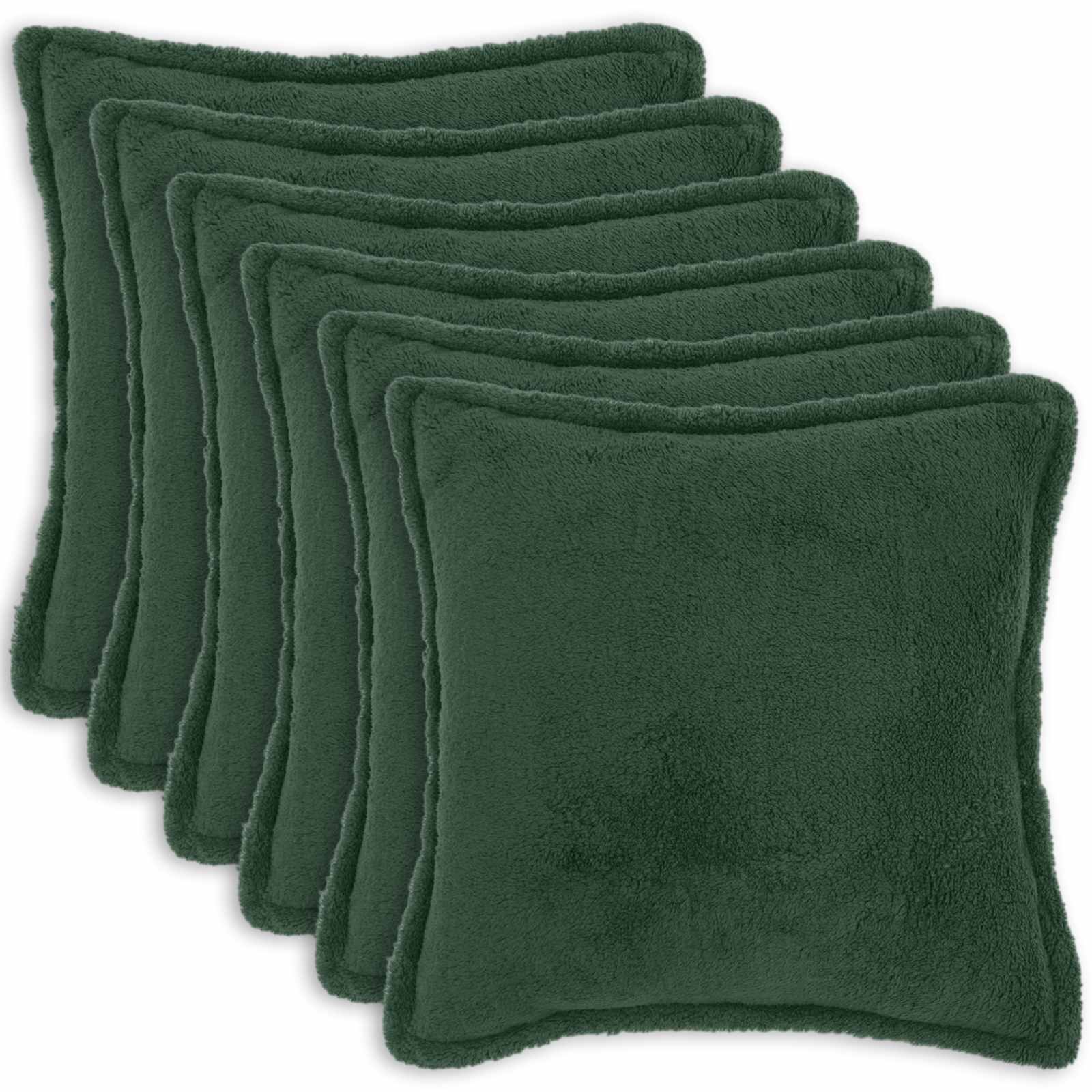 Párna huzat 6 pcs houten sötétzöld 65 x 65 cm bouclé