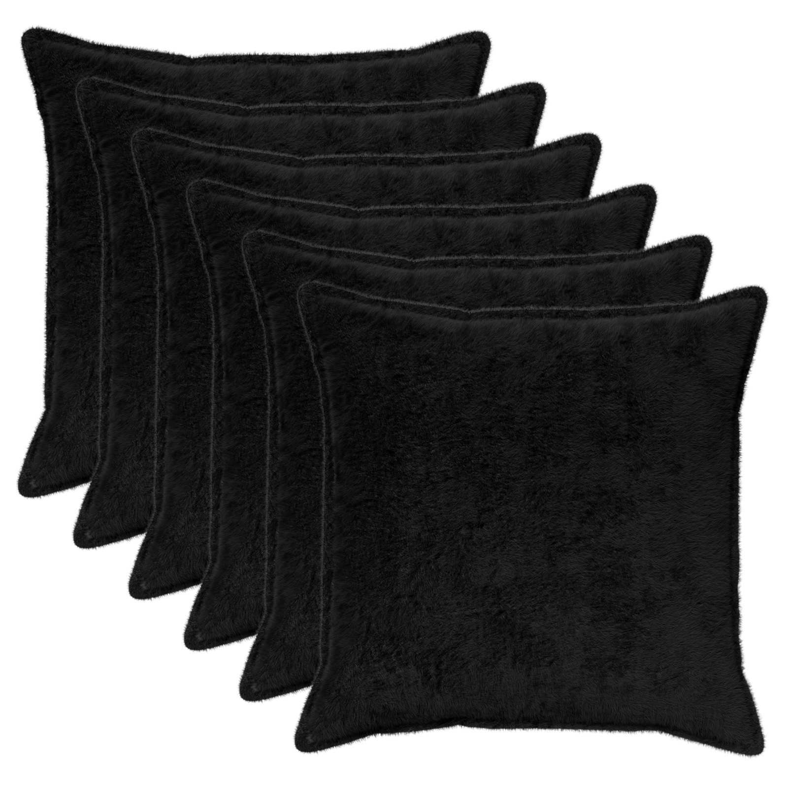 Párna huzat 6 db houten fekete 65 x 65 cm műnyúl szőr