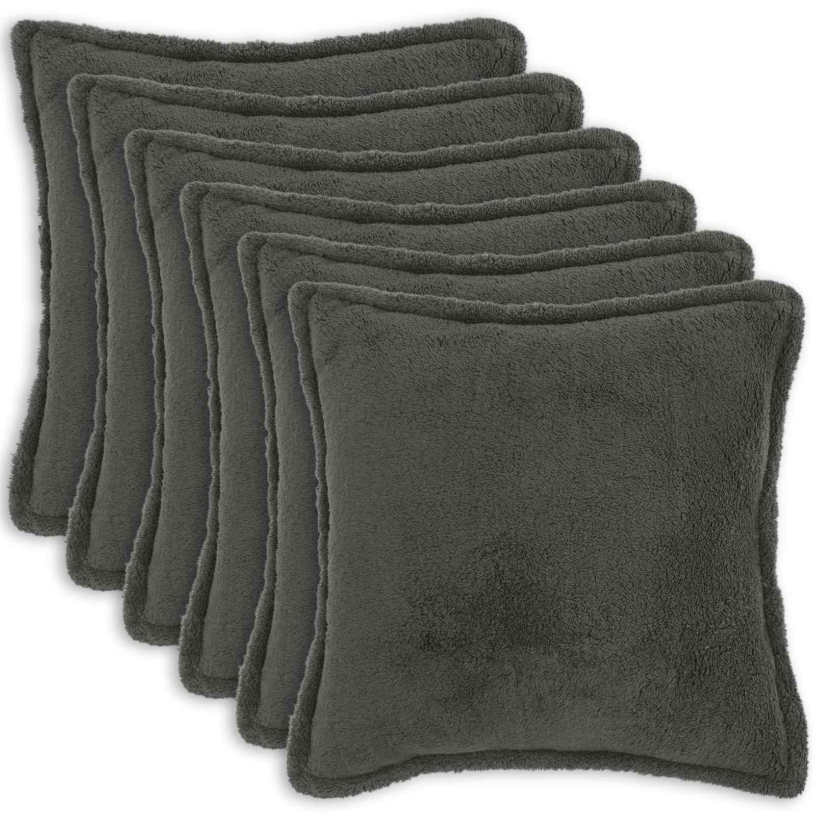 Párna huzat 6 pcs houten sötétszürke 70 x 70 cm bouclé