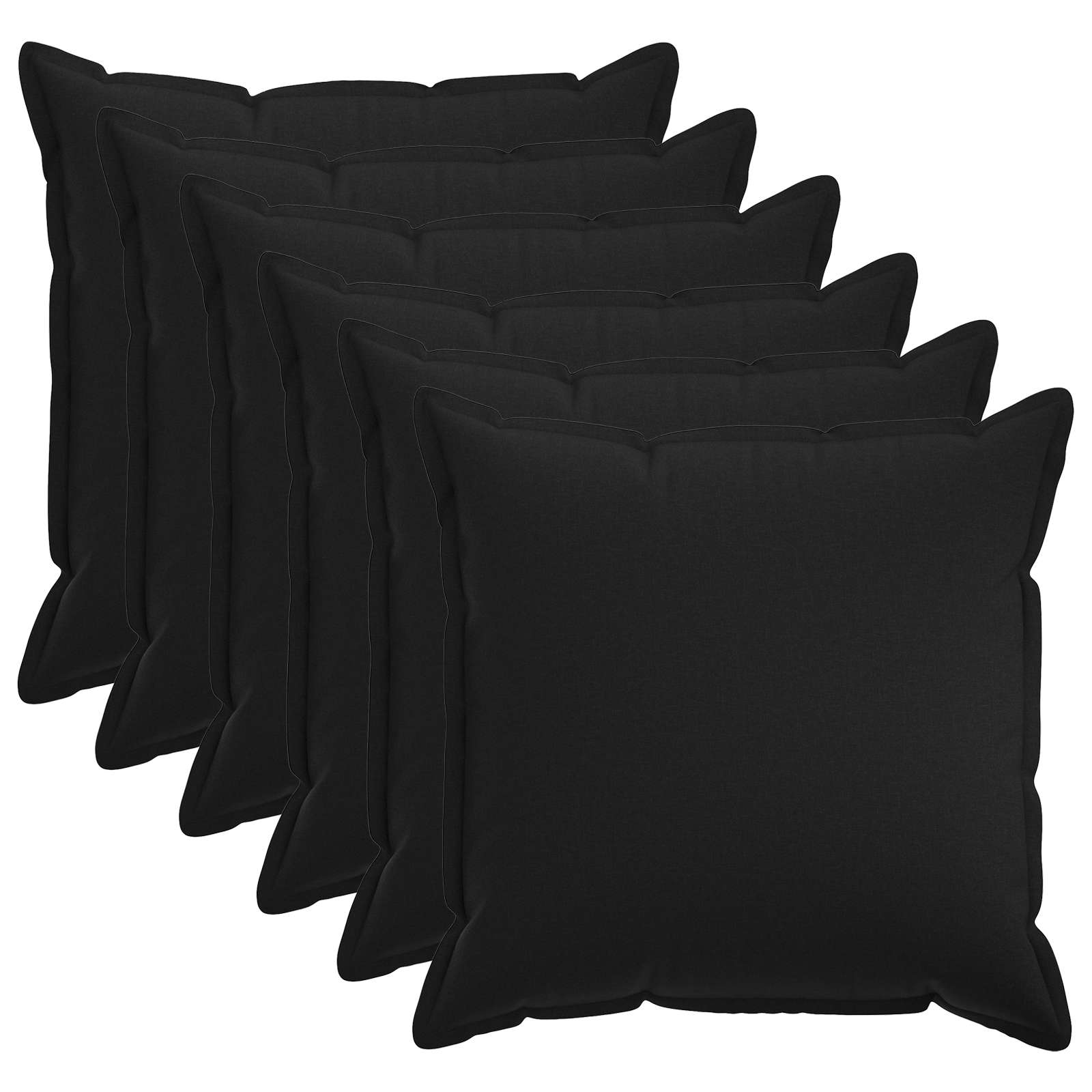 Párna huzat 6 pcs houten fekete 80 x 80 cm műlenszövet