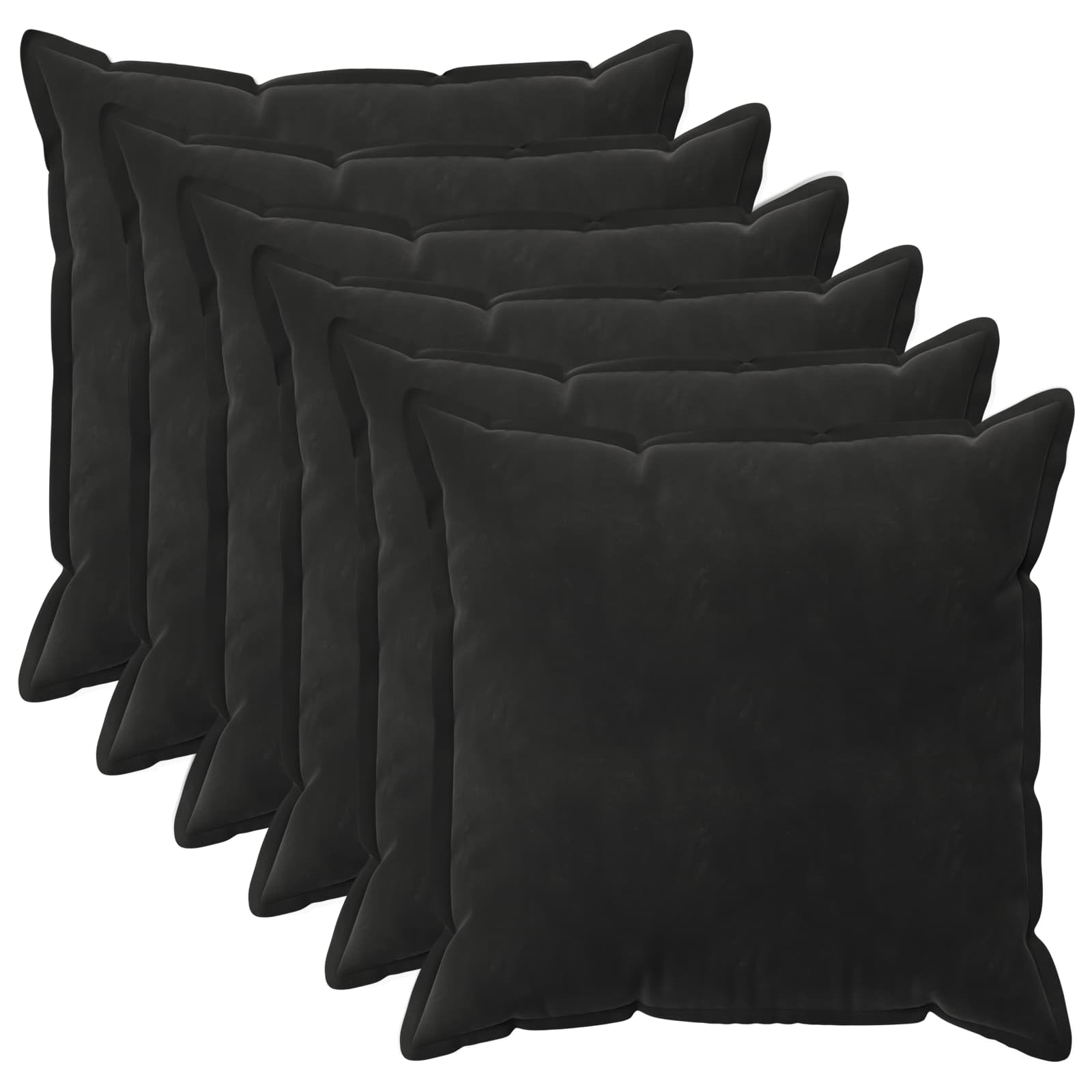 Párna huzat 6 pcs houten fekete 80 x 80 cm bársony