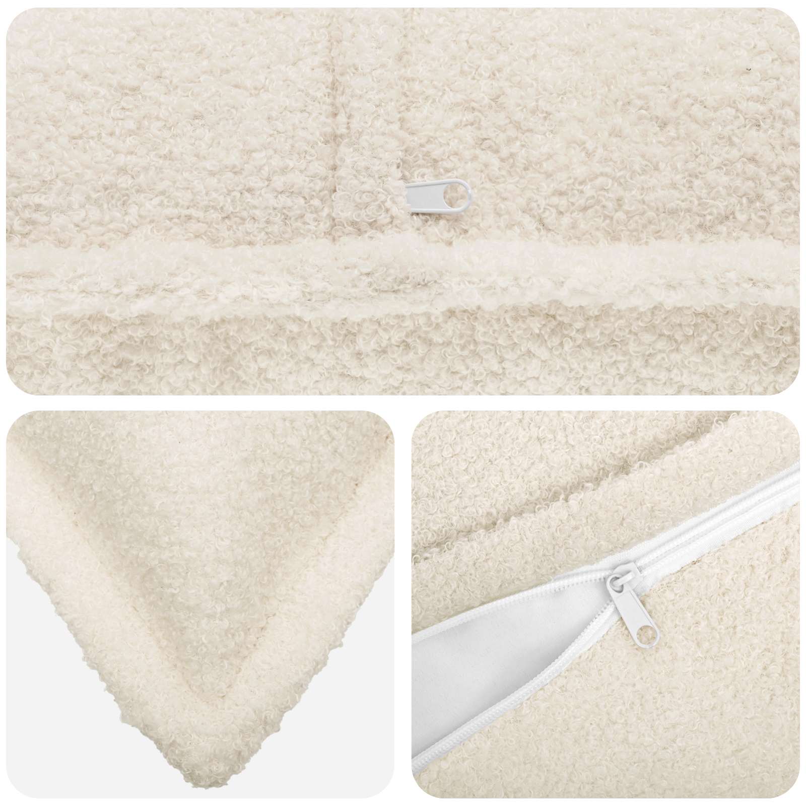 Párna huzat 2 pcs houten krémszínű 80 x 80 cm bouclé