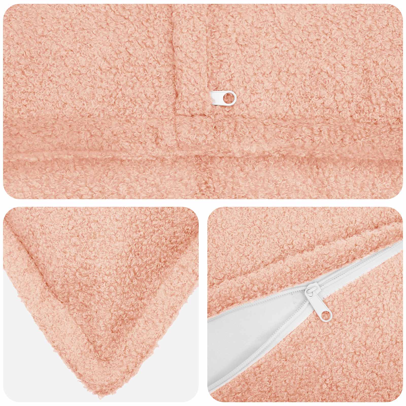 Párna huzat 2 pcs houten rózsaszín 80 x 80 cm bouclé