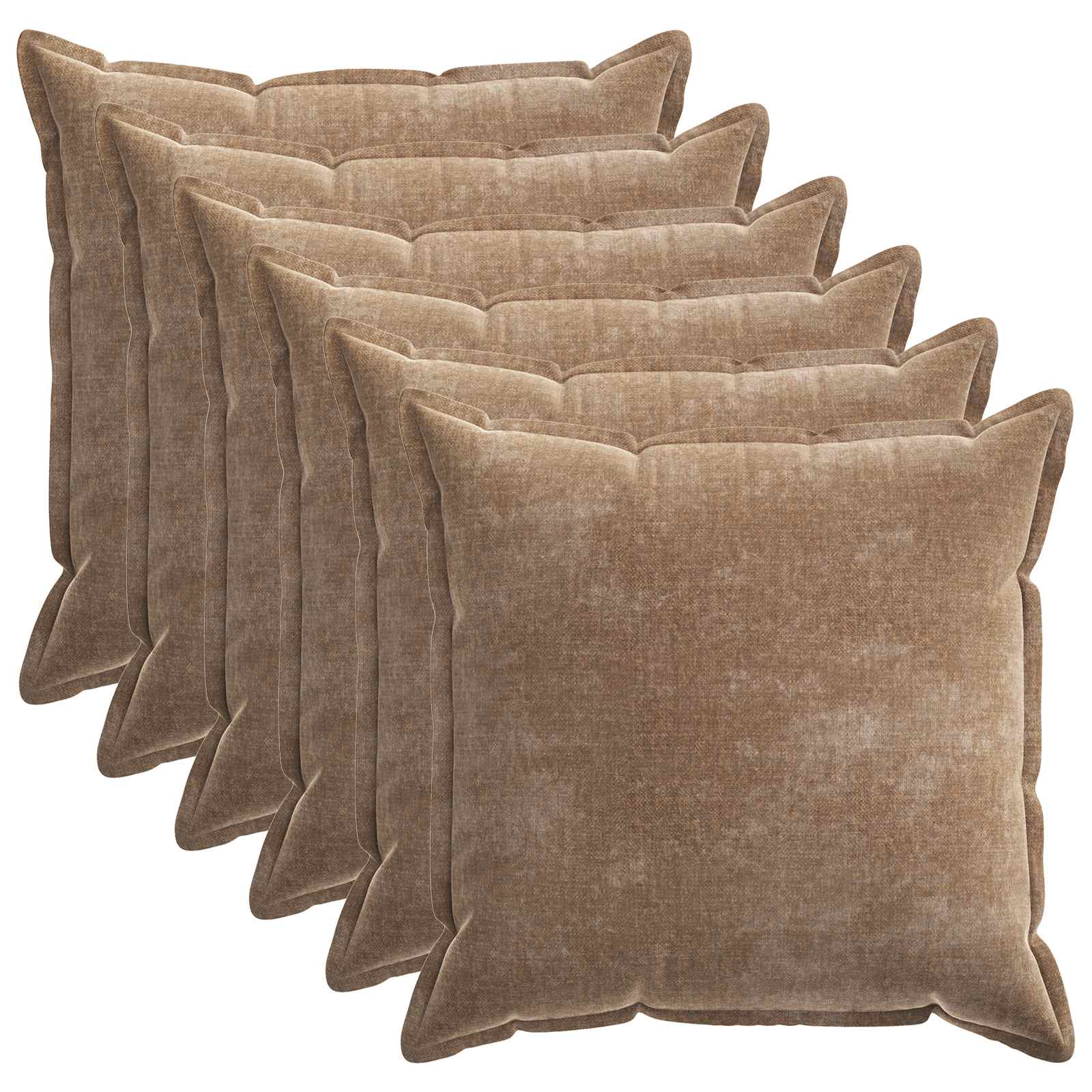 Párna huzat 6 pcs houten barna 80 x 80 cm chenille szövet
