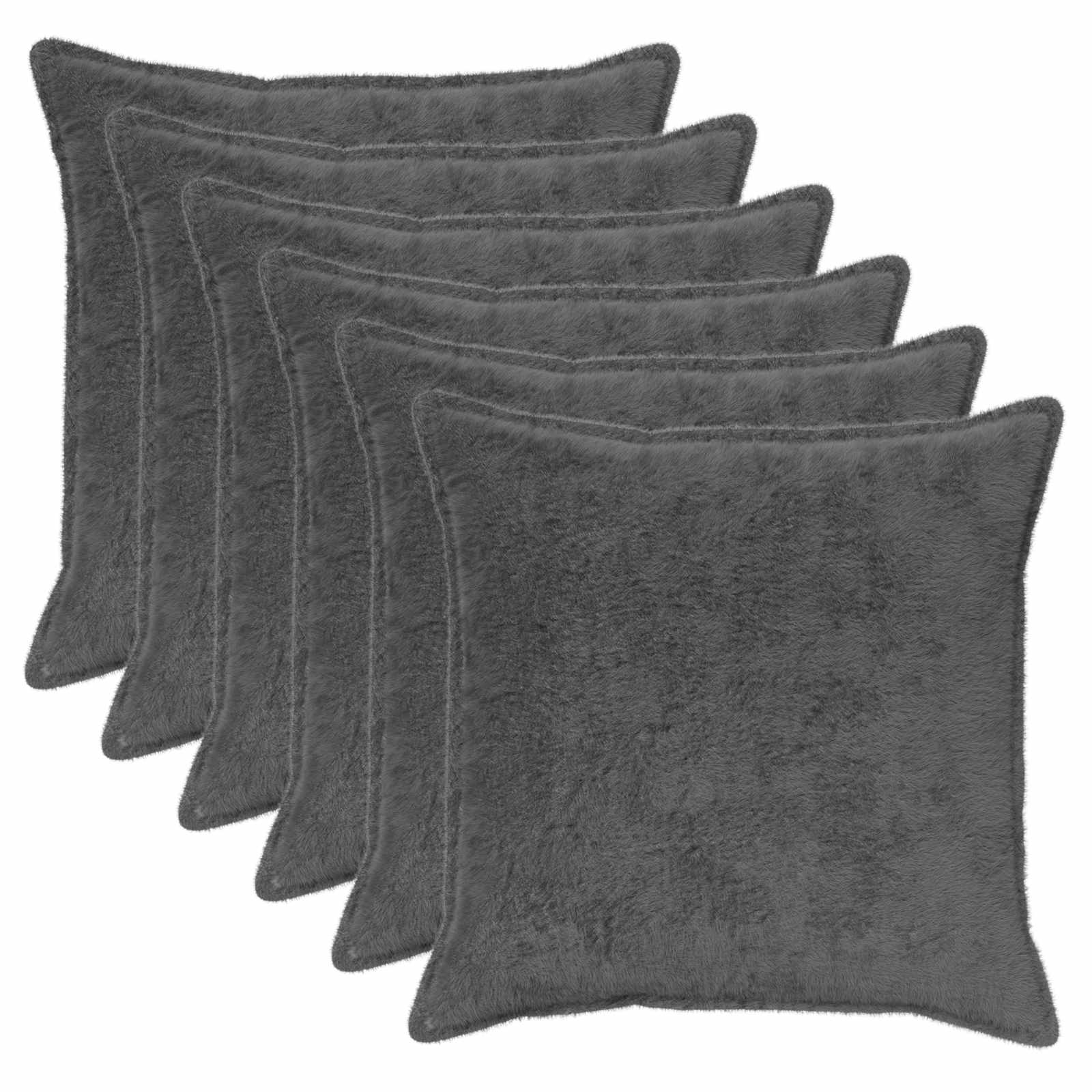 Párna huzat 6 db houten sötétszürke 80 x 80 cm műnyúl szőr