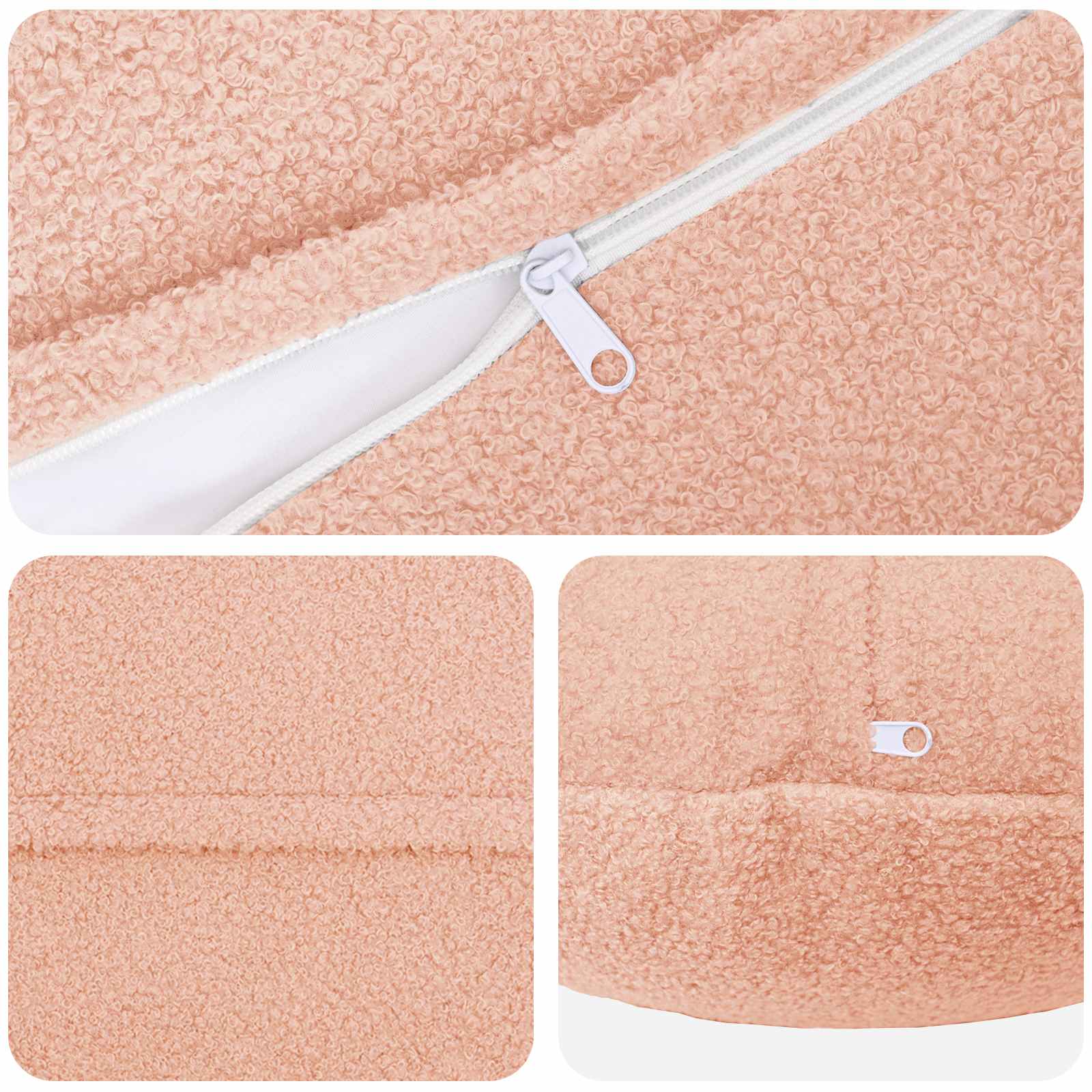 Párna huzat 6 pcs heerlen rózsaszín ø 50 cm bouclé