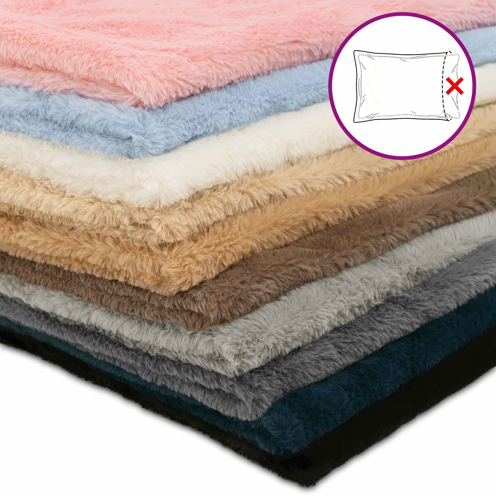 Párna huzat 2 db heerlen sötétkék ø 50 cm műnyúl szőr