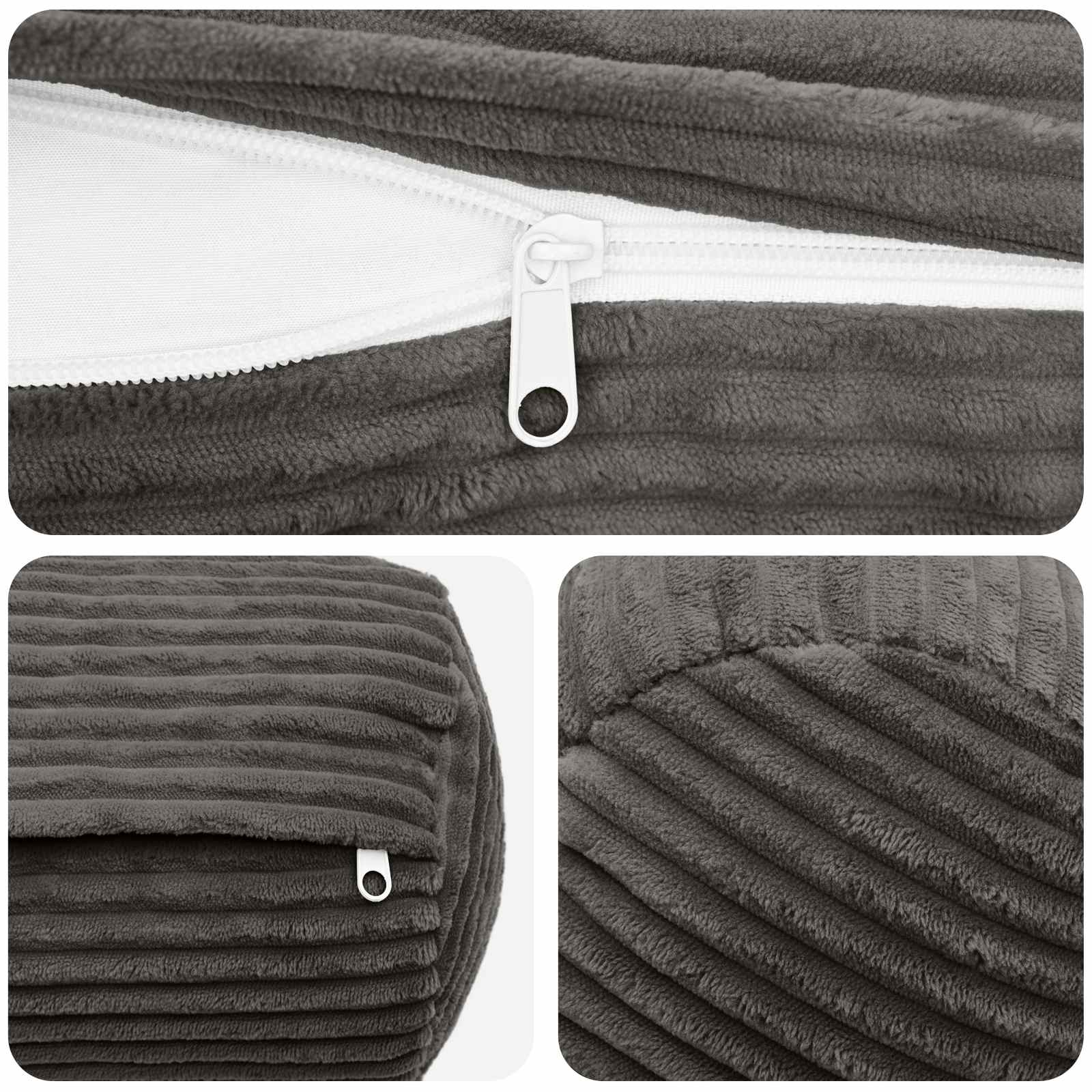 Párna huzat 6 pcs heerlen sötétszürke ø 15 x 40 cm cord