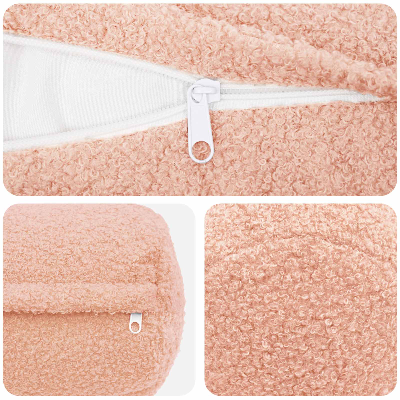 Párna huzat 2 pcs heerlen rózsaszín ø 15 x 40 cm bouclé