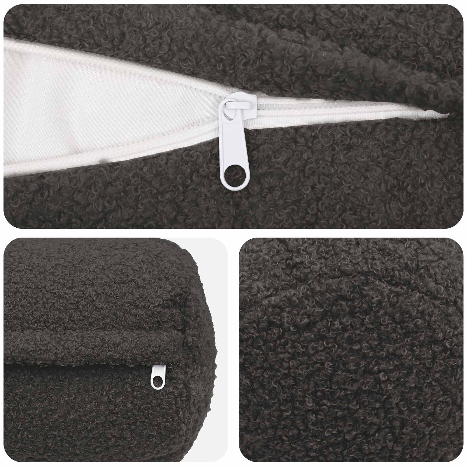 Párna huzat 2 pcs heerlen sötétszürke ø 15 x 40 cm bouclé