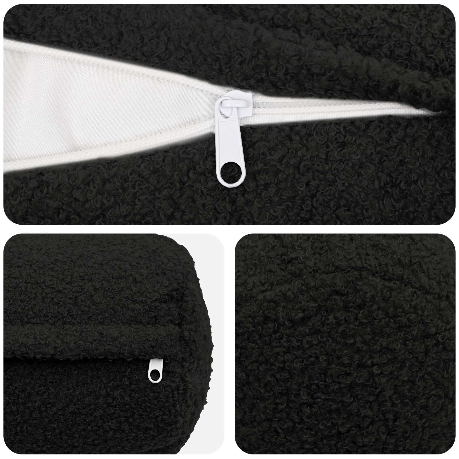 Párna huzat 2 pcs heerlen fekete ø 15 x 40 cm bouclé