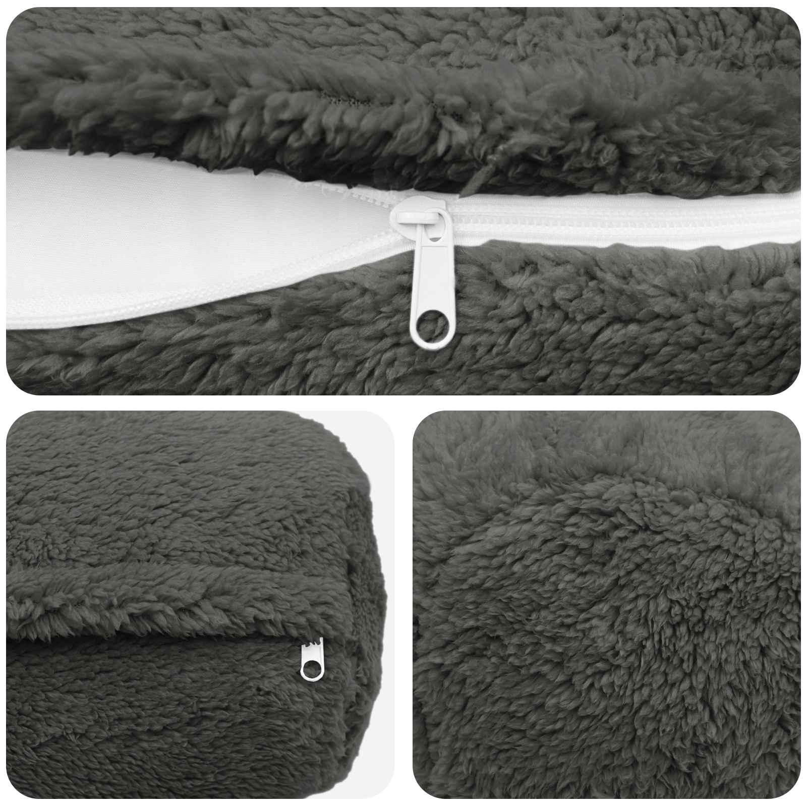 Párna huzat 6 pcs heerlen sötétszürke ø 15 x 40 cm bouclé