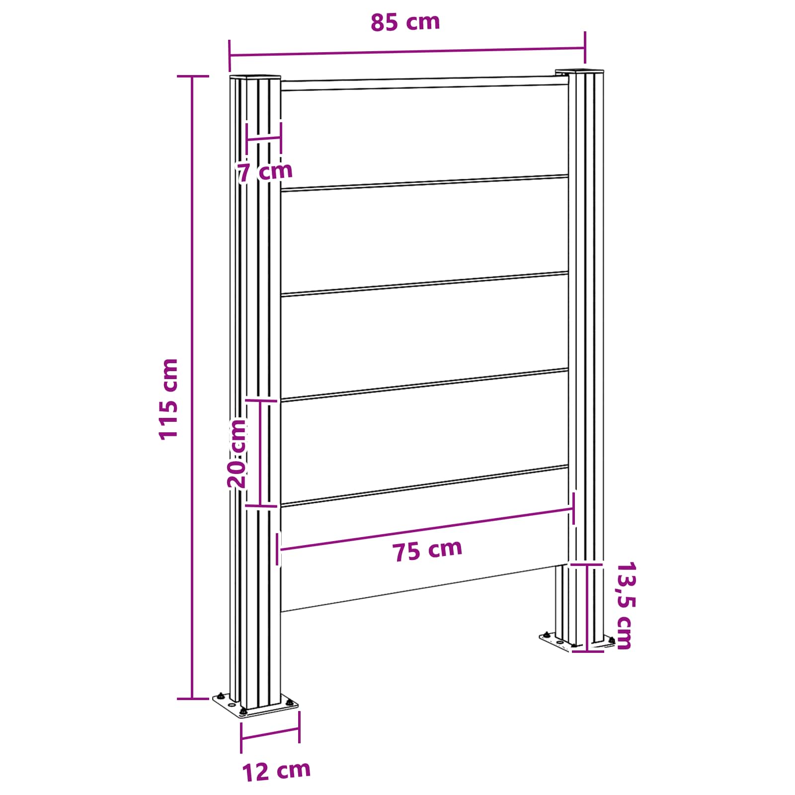 Hulladék gyűjtő kerítés barna 85 x 12 x 115 cm alumínium és wpc