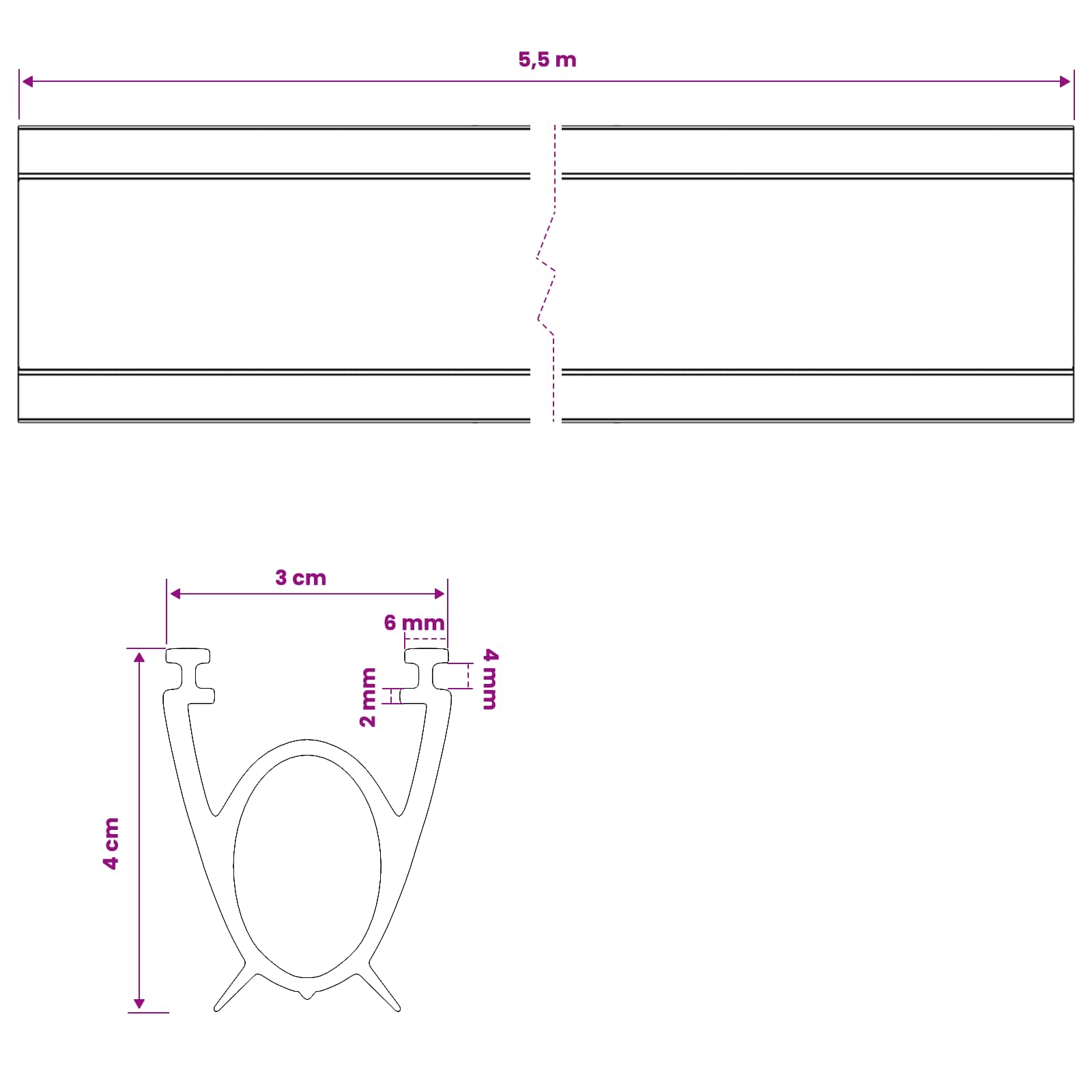 Garázs ajtó tömítés fekete 41 x 33 mm 5,5 m pvc